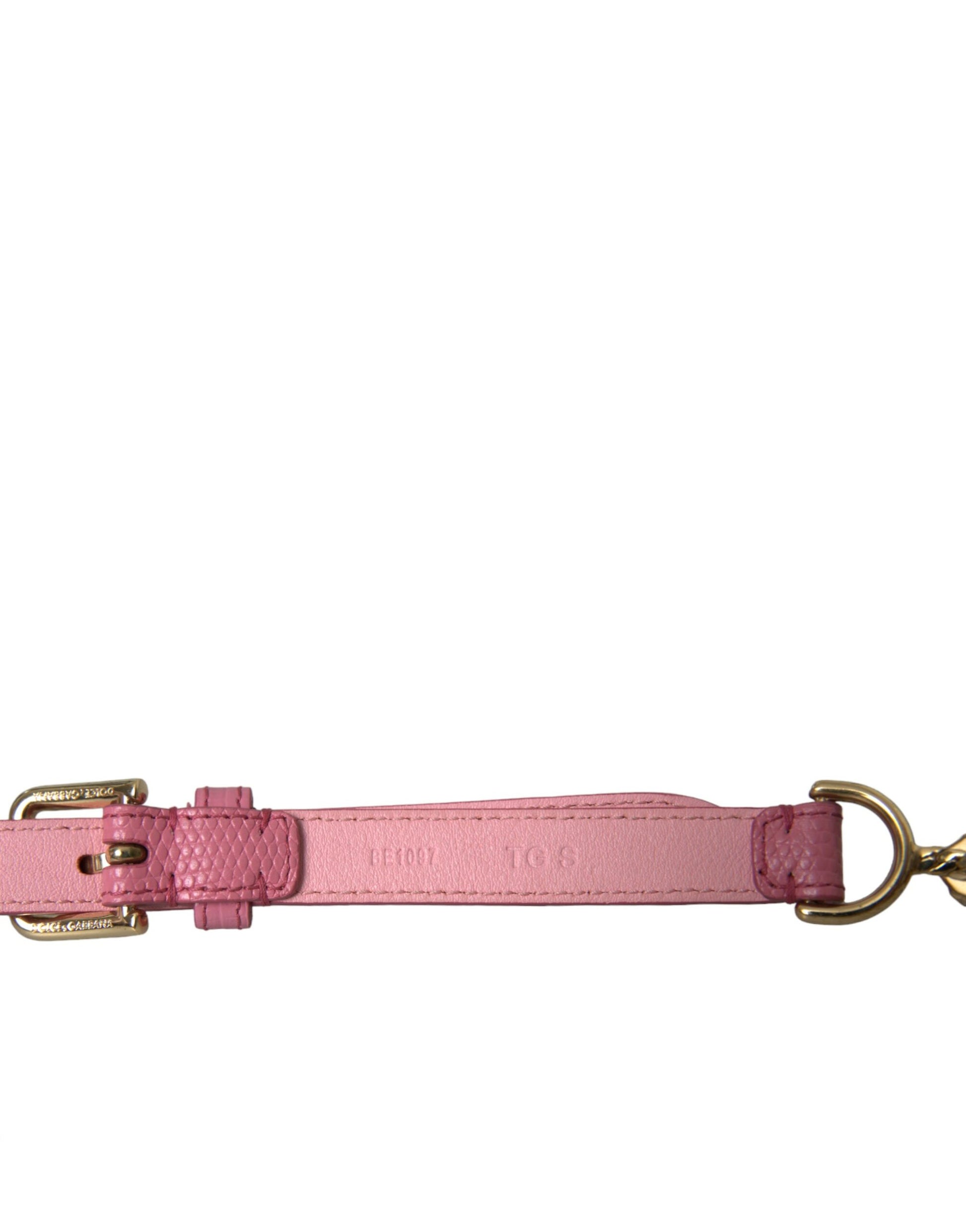 Dolce & Gabbana Pink Leather Crystal Chain Embellished Belt Curated Luxury Accessories by Orvyn