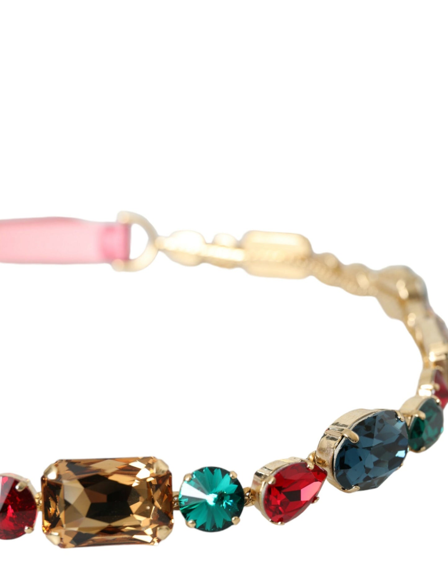 Dolce & Gabbana Pink Leather Crystal Chain Embellished Belt Curated Luxury Accessories by Orvyn