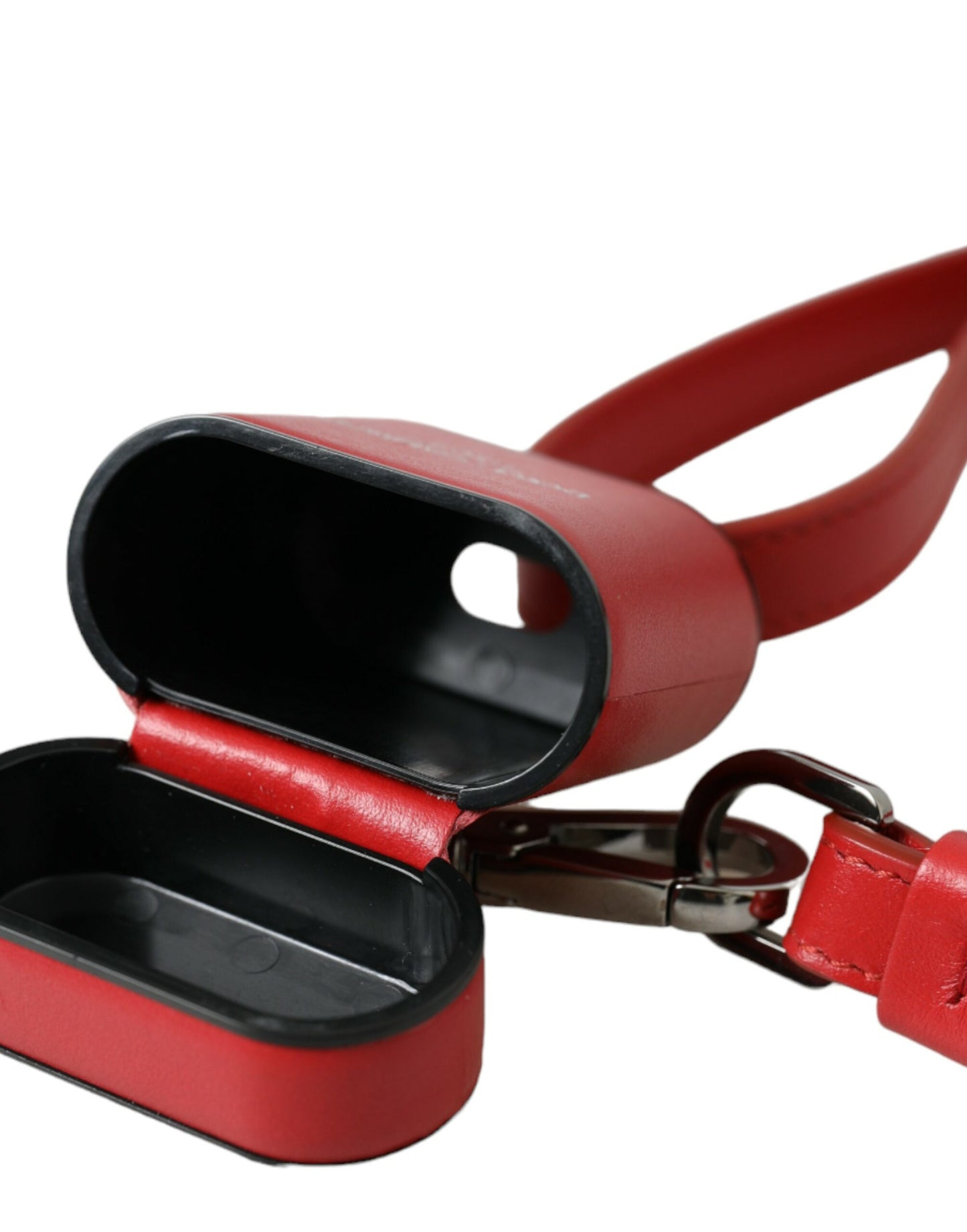 Dolce & Gabbana Red Calfskin Leather Logo Print Strap Men Airpods Case Curated Luxury Accessories by Orvyn