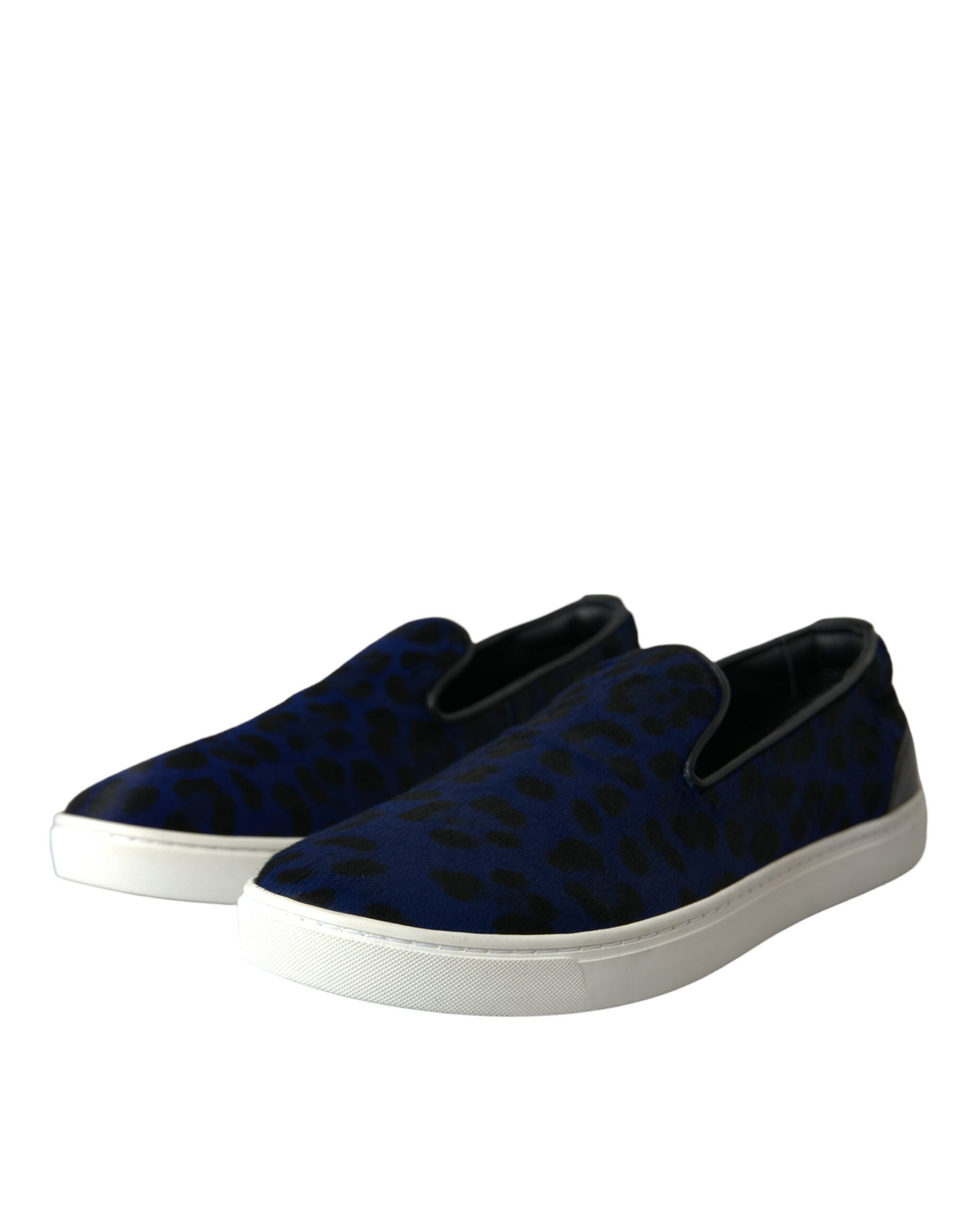 Dolce & Gabbana Blue Calfskin Hair Leopard Sneakers Shoes Curated Luxury Accessories by Orvyn