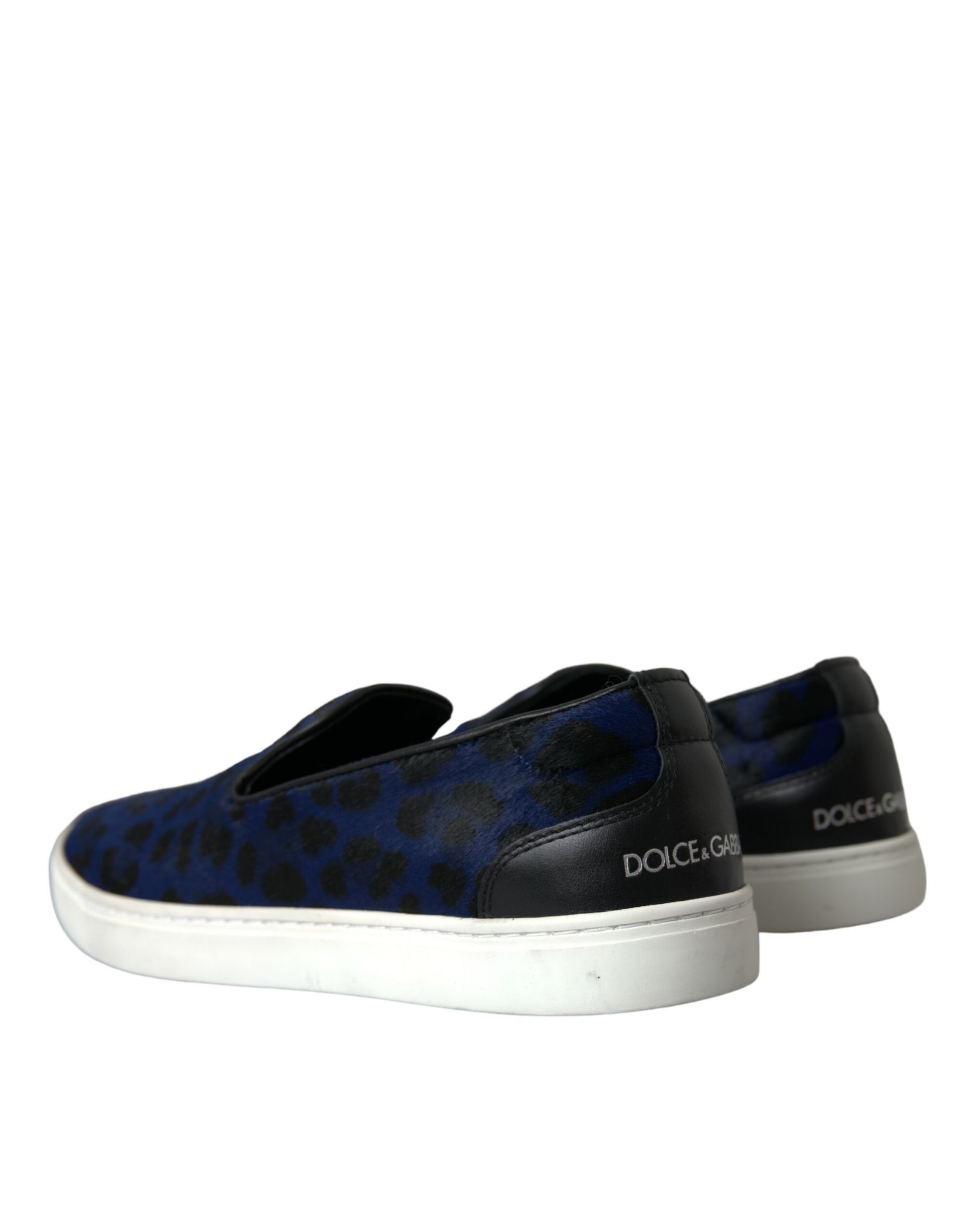 Dolce & Gabbana Blue Calfskin Hair Leopard Sneakers Shoes Curated Luxury Accessories by Orvyn