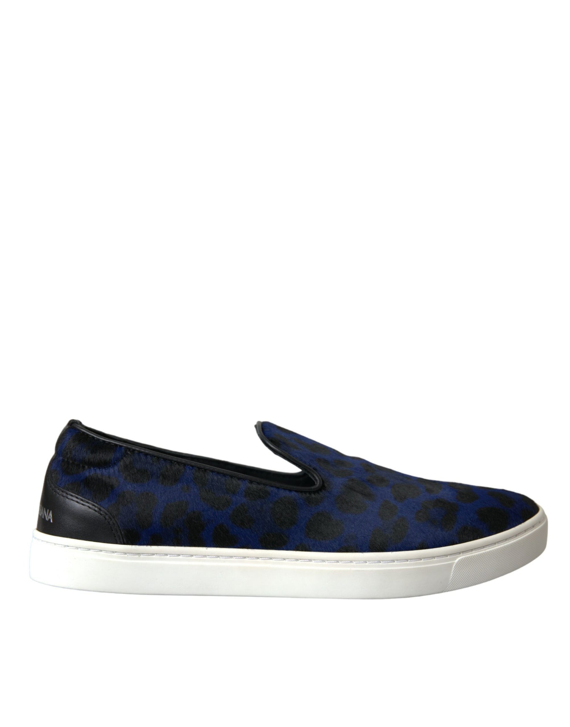 Dolce & Gabbana Blue Calfskin Hair Leopard Sneakers Shoes Curated Luxury Accessories by Orvyn