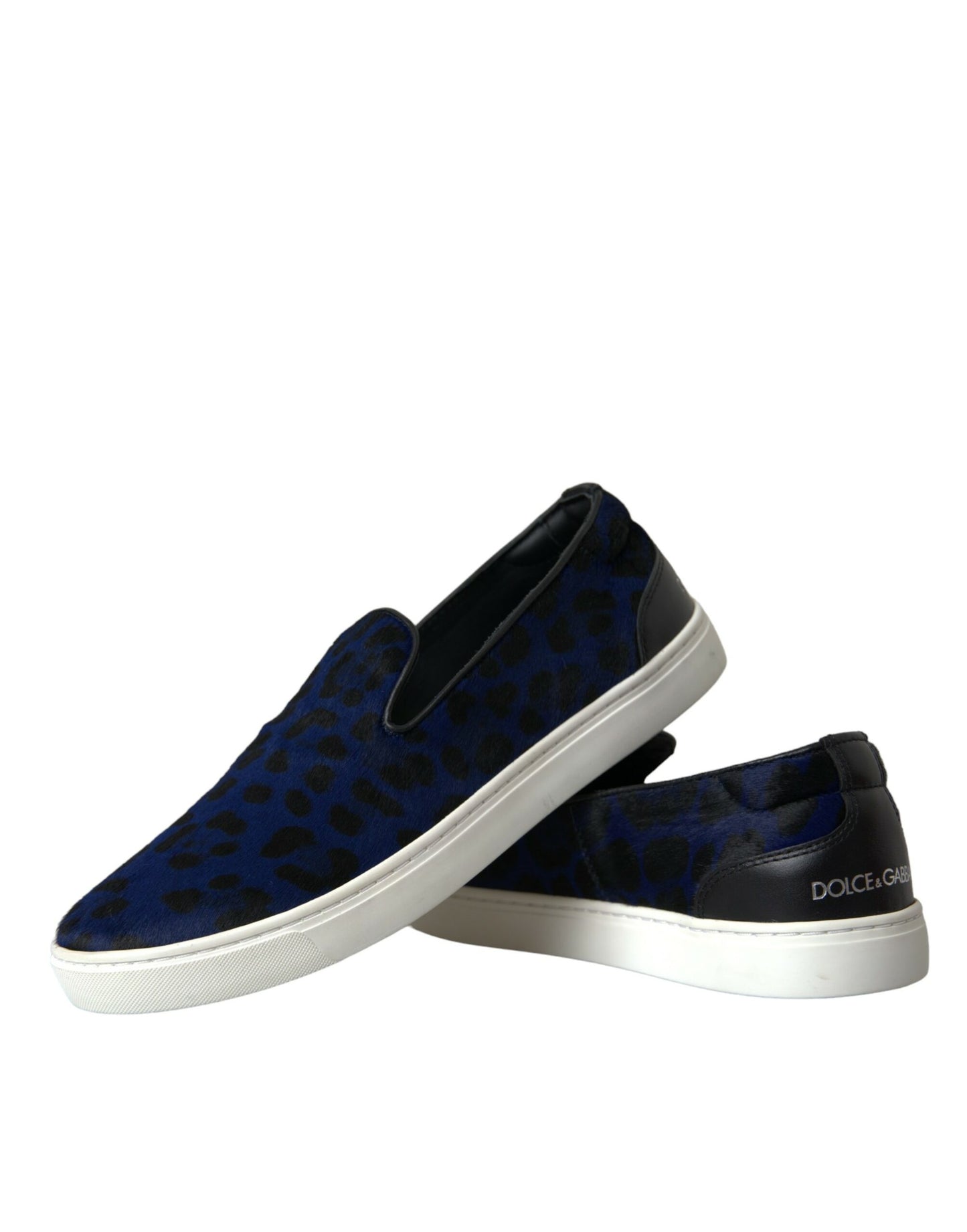 Dolce & Gabbana Blue Calfskin Hair Leopard Sneakers Shoes Curated Luxury Accessories by Orvyn