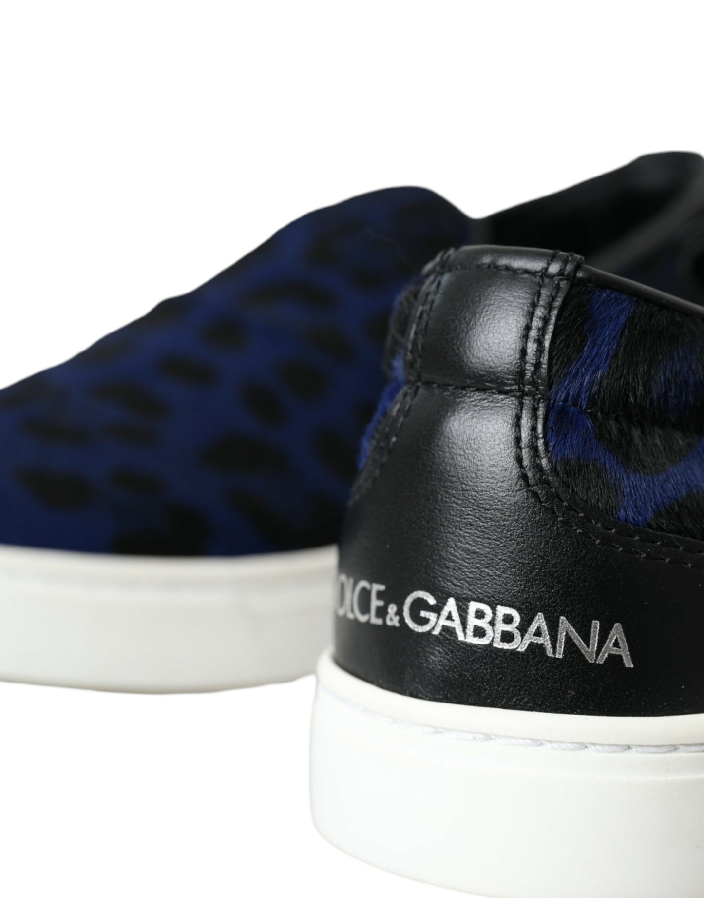 Dolce & Gabbana Blue Calfskin Hair Leopard Sneakers Shoes Curated Luxury Accessories by Orvyn