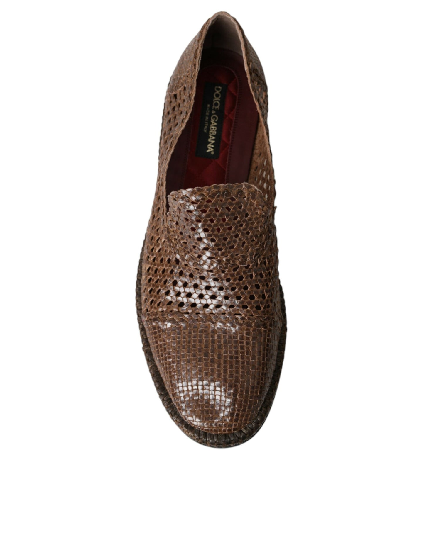 Dolce & Gabbana Brown Woven Leather Loafers Casual Shoes Curated Luxury Accessories by Orvyn