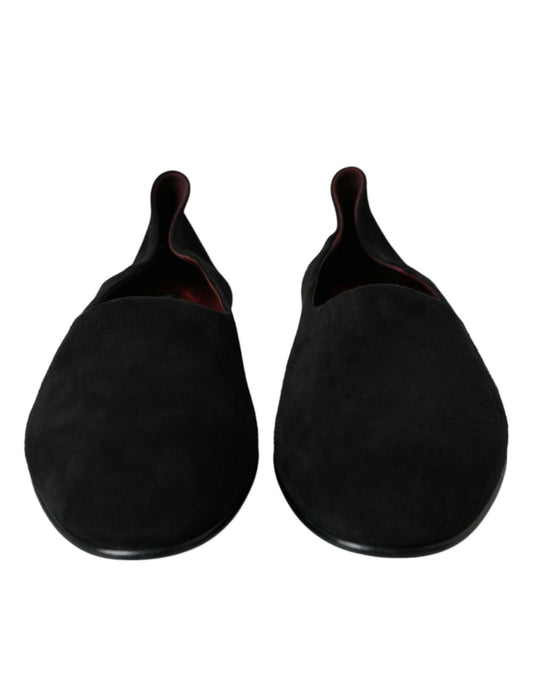 Dolce & Gabbana Black Suede Loafers Formal Dress Slip On Shoes Curated Luxury Accessories by Orvyn