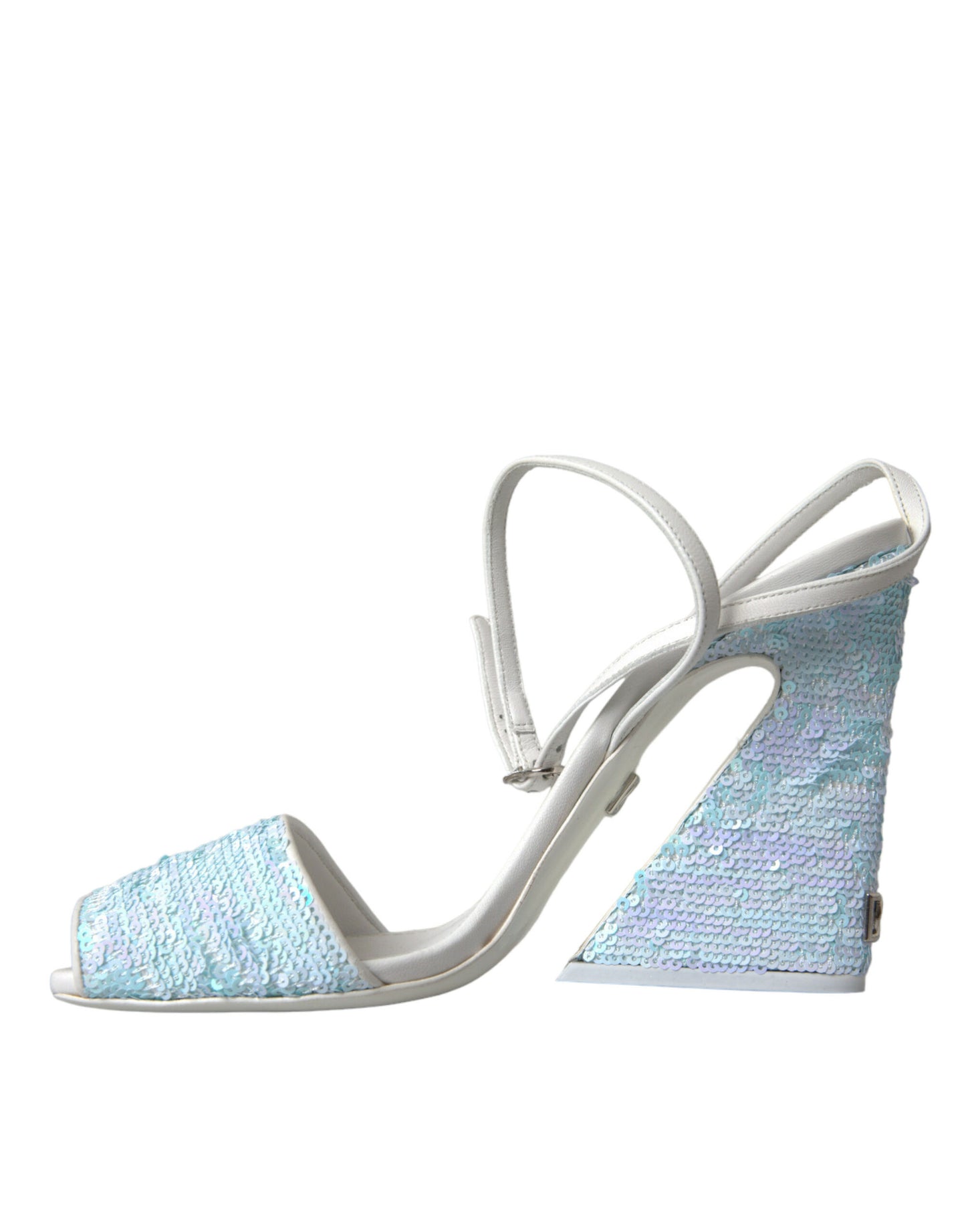 Dolce & Gabbana Light Blue Sequin Ankle Strap Sandals Shoes Curated Luxury Accessories by Orvyn