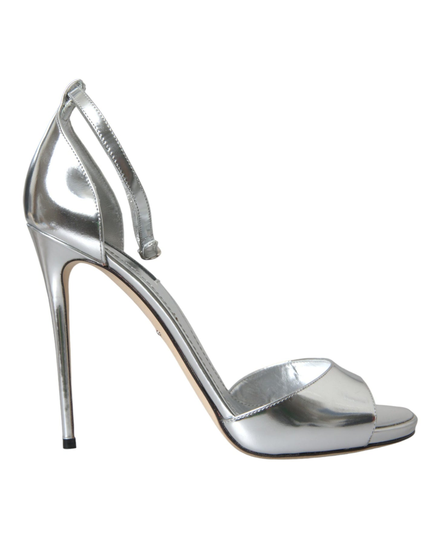 Dolce & Gabbana Silver KEIRA Leather Heels Sandals Shoes Curated Luxury Accessories by Orvyn