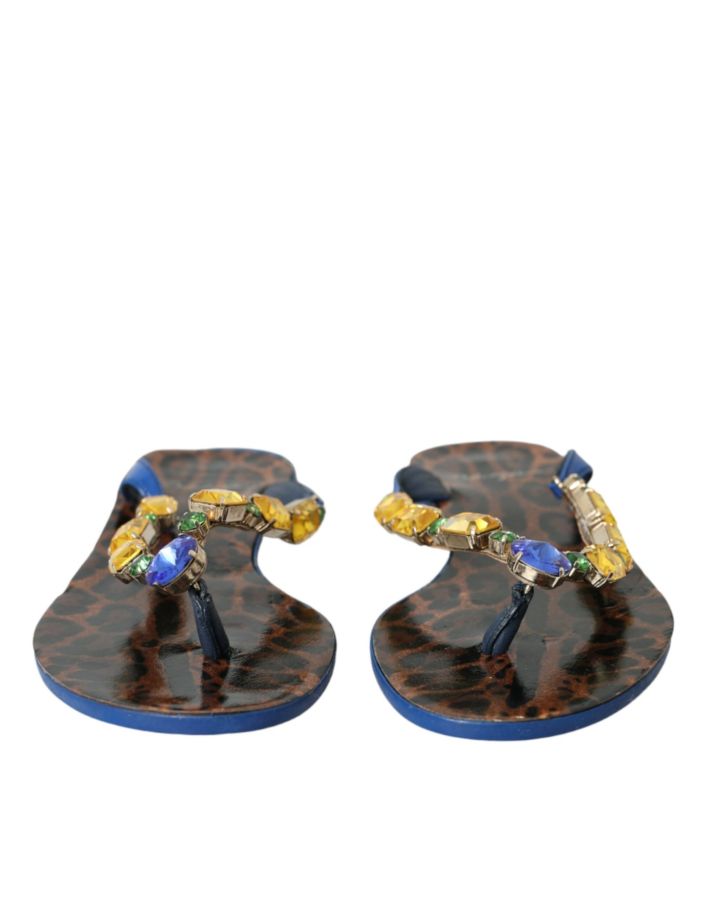 Dolce & Gabbana Blue Crystal Calf Leather Beachwear Shoes Curated Luxury Accessories by Orvyn