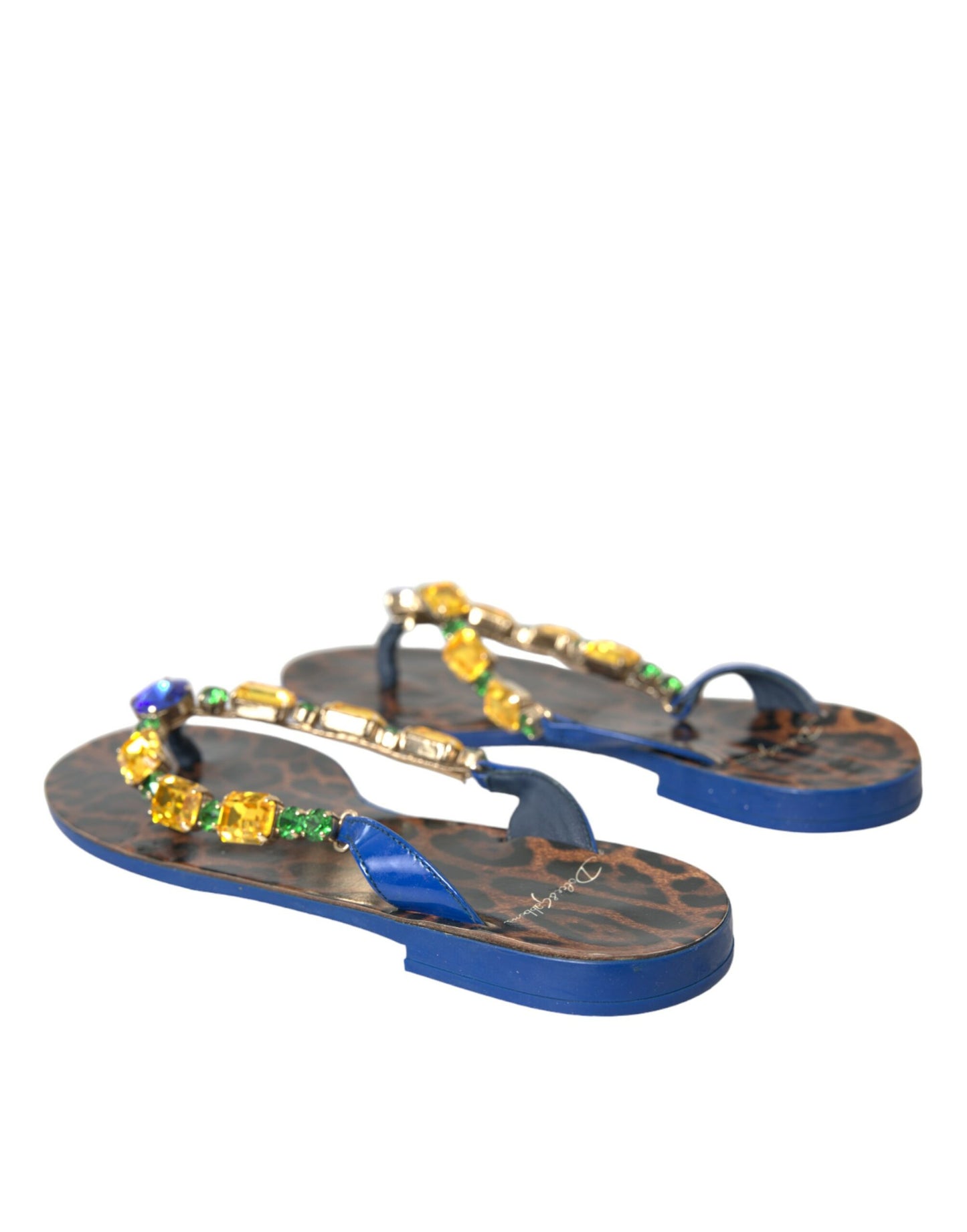 Dolce & Gabbana Blue Crystal Calf Leather Beachwear Shoes Curated Luxury Accessories by Orvyn
