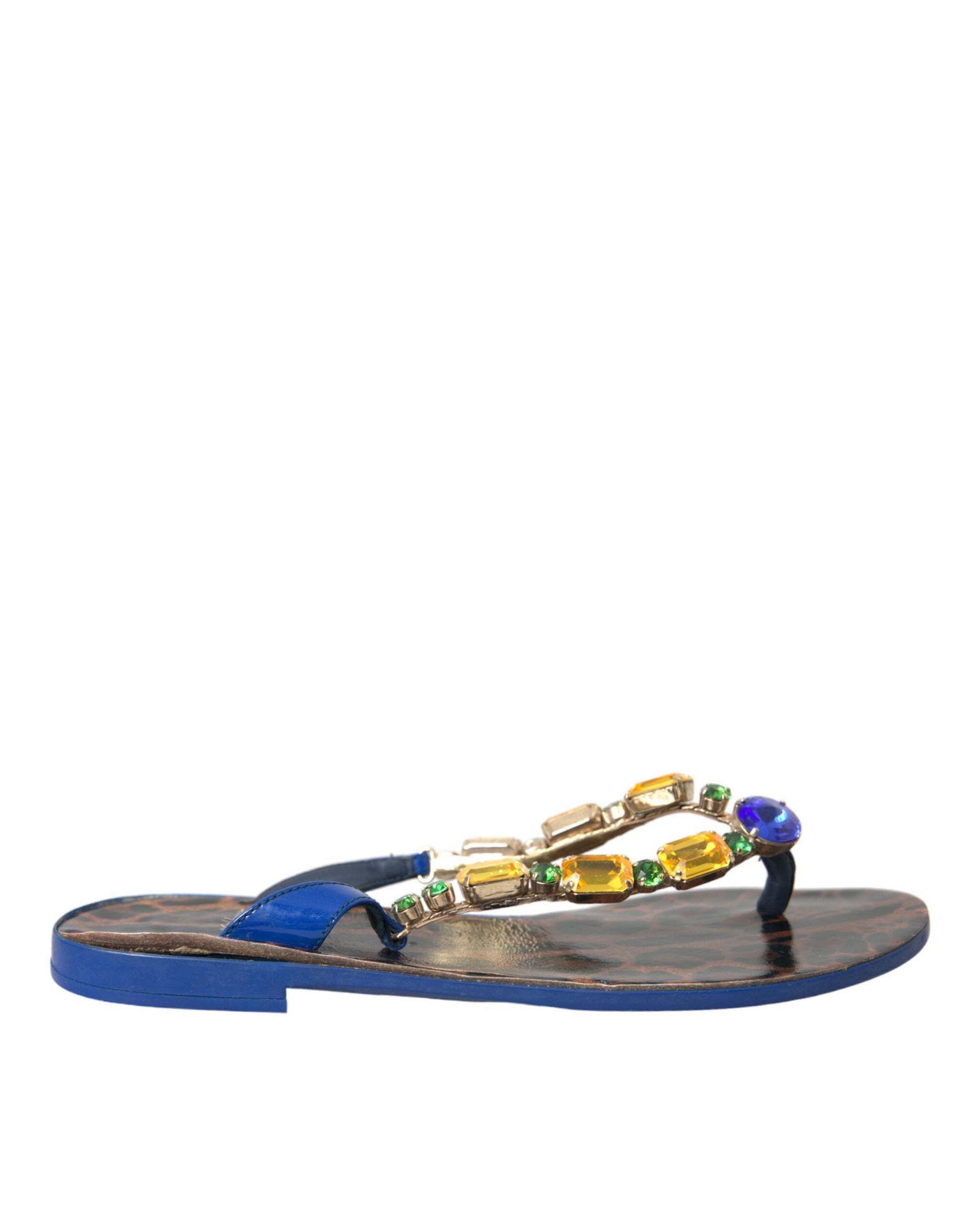Dolce & Gabbana Blue Crystal Calf Leather Beachwear Shoes Curated Luxury Accessories by Orvyn