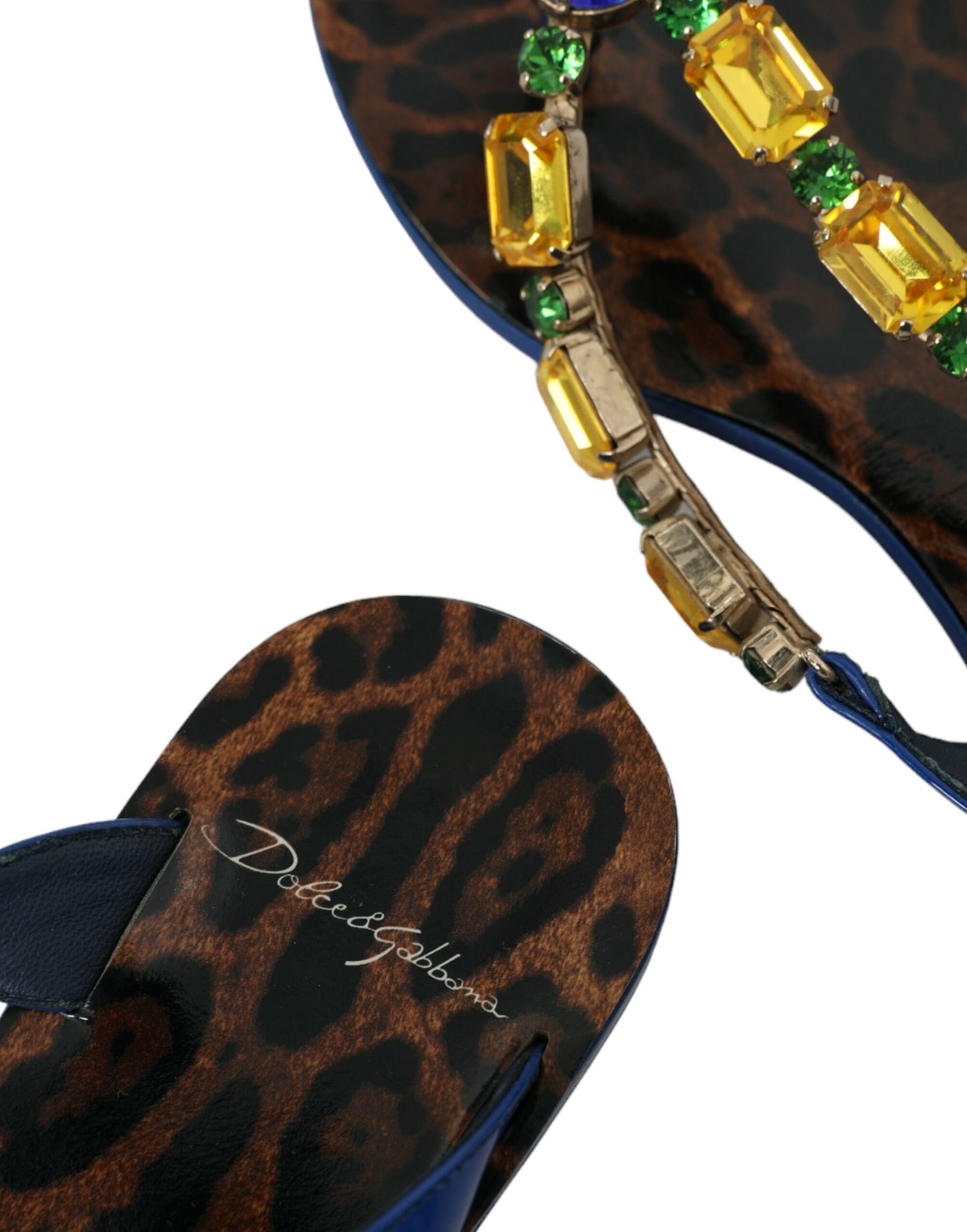 Dolce & Gabbana Blue Crystal Calf Leather Beachwear Shoes Curated Luxury Accessories by Orvyn