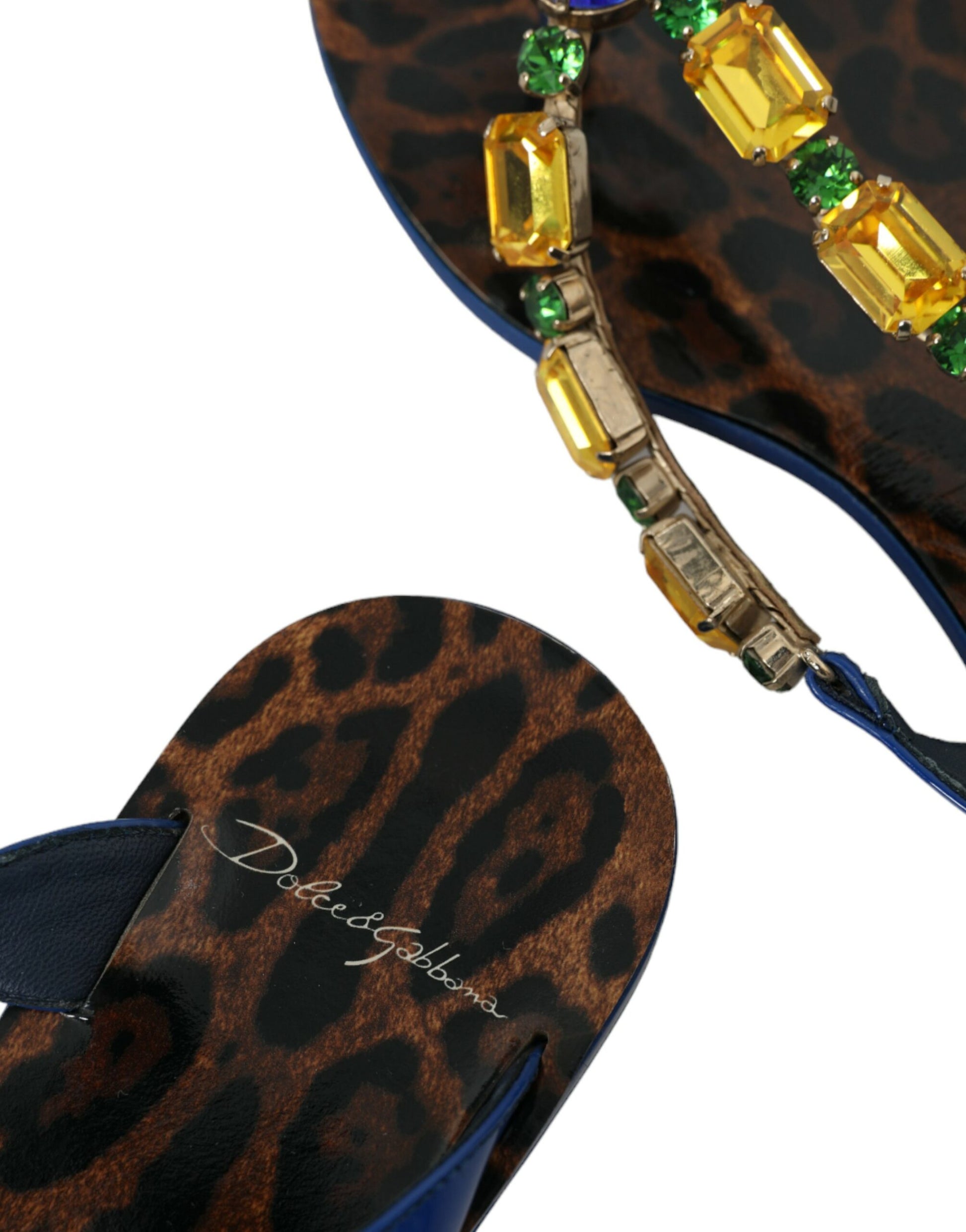 Dolce & Gabbana Blue Crystal Calf Leather Beachwear Shoes Curated Luxury Accessories by Orvyn