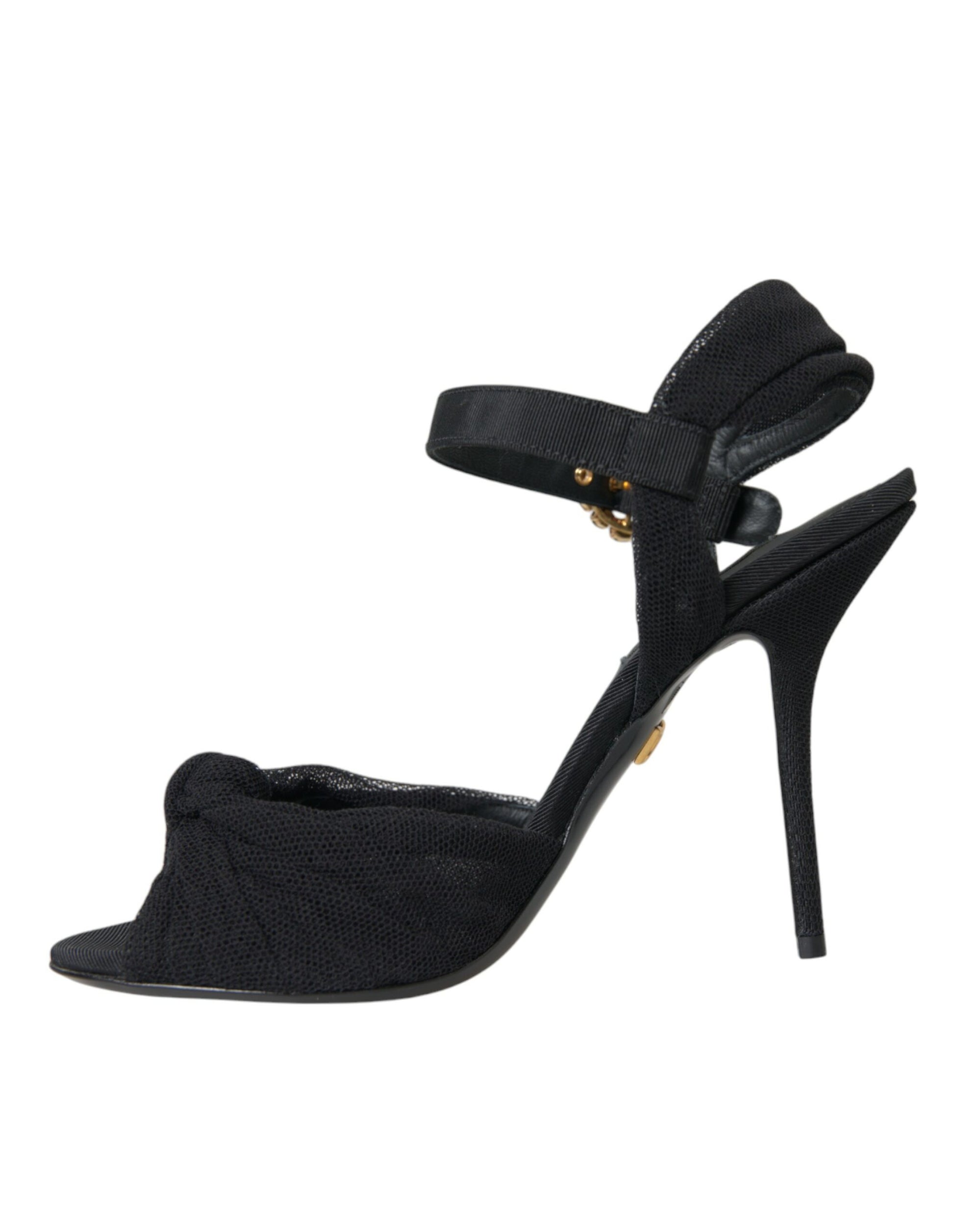 Dolce & Gabbana Black Suede Embellished Heels Sandals Shoes Curated Luxury Accessories by Orvyn