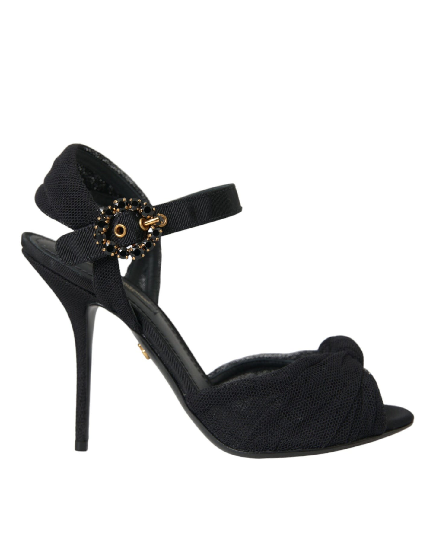 Dolce & Gabbana Black Suede Embellished Heels Sandals Shoes Curated Luxury Accessories by Orvyn