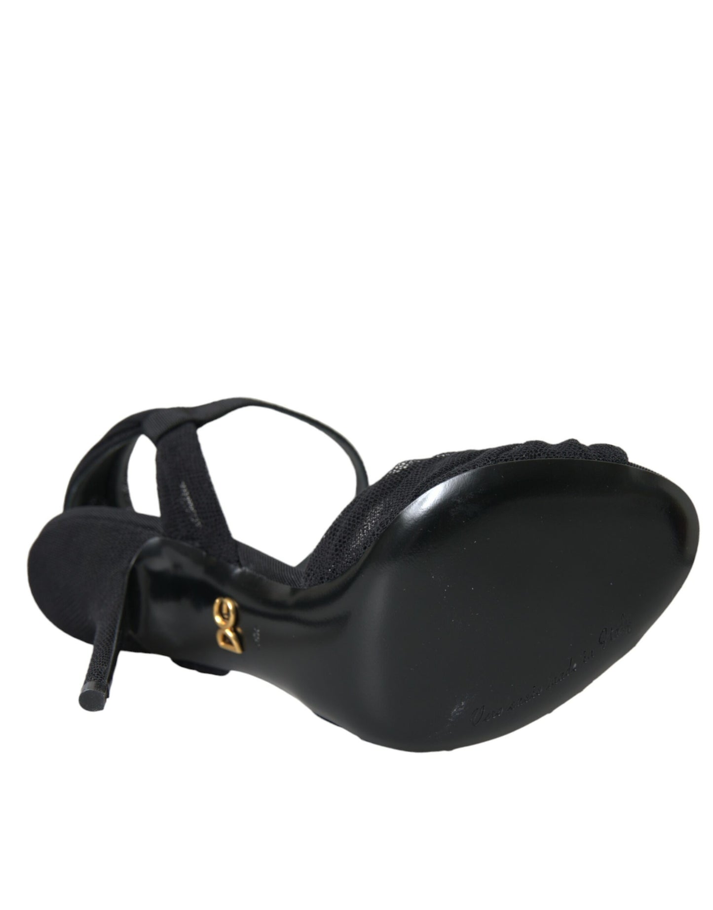 Dolce & Gabbana Black Suede Embellished Heels Sandals Shoes Curated Luxury Accessories by Orvyn