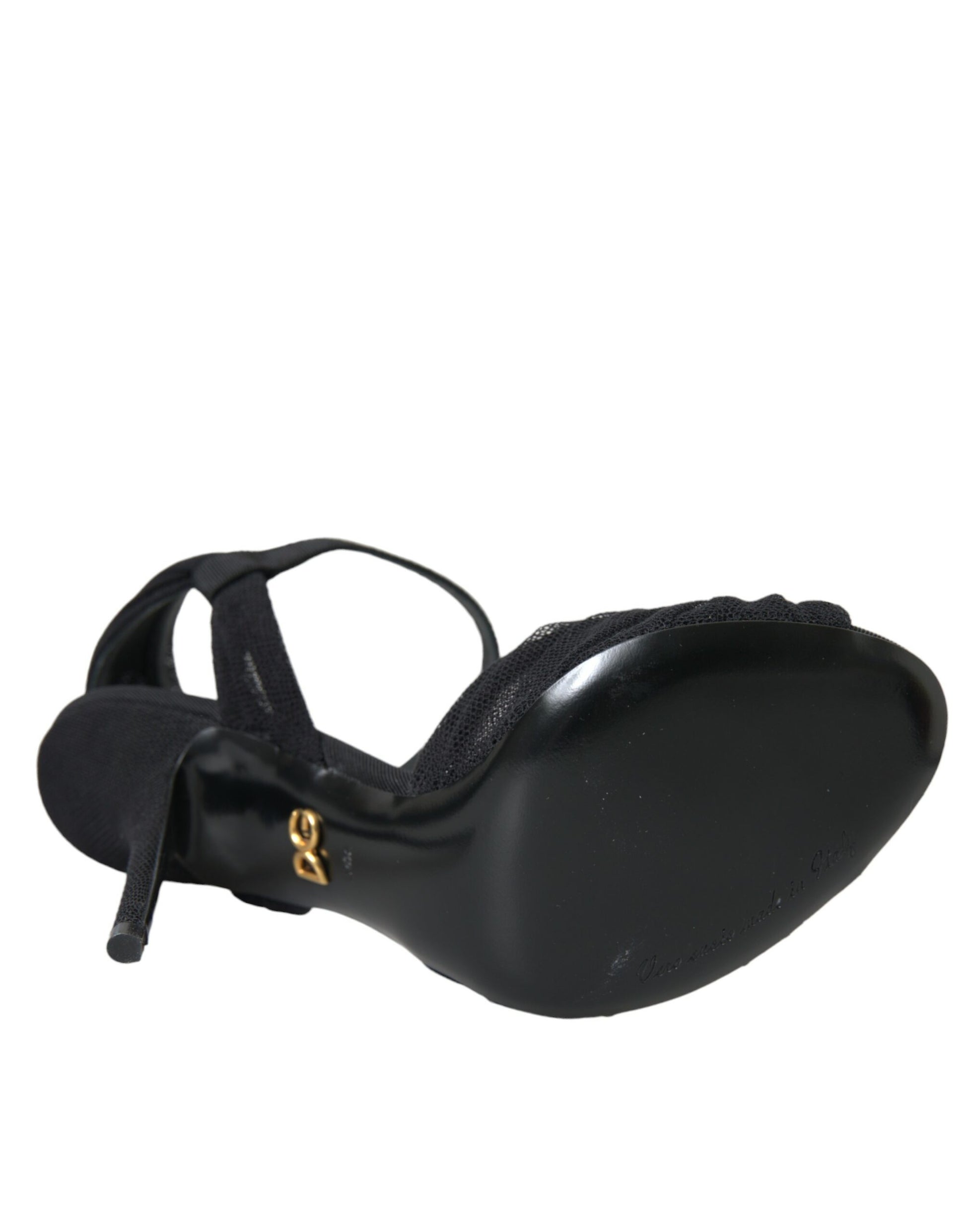 Dolce & Gabbana Black Suede Embellished Heels Sandals Shoes Curated Luxury Accessories by Orvyn