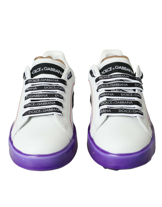 Dolce & Gabbana White Leather Portofino Low Top Sneakers Shoes Curated Luxury Accessories by Orvyn