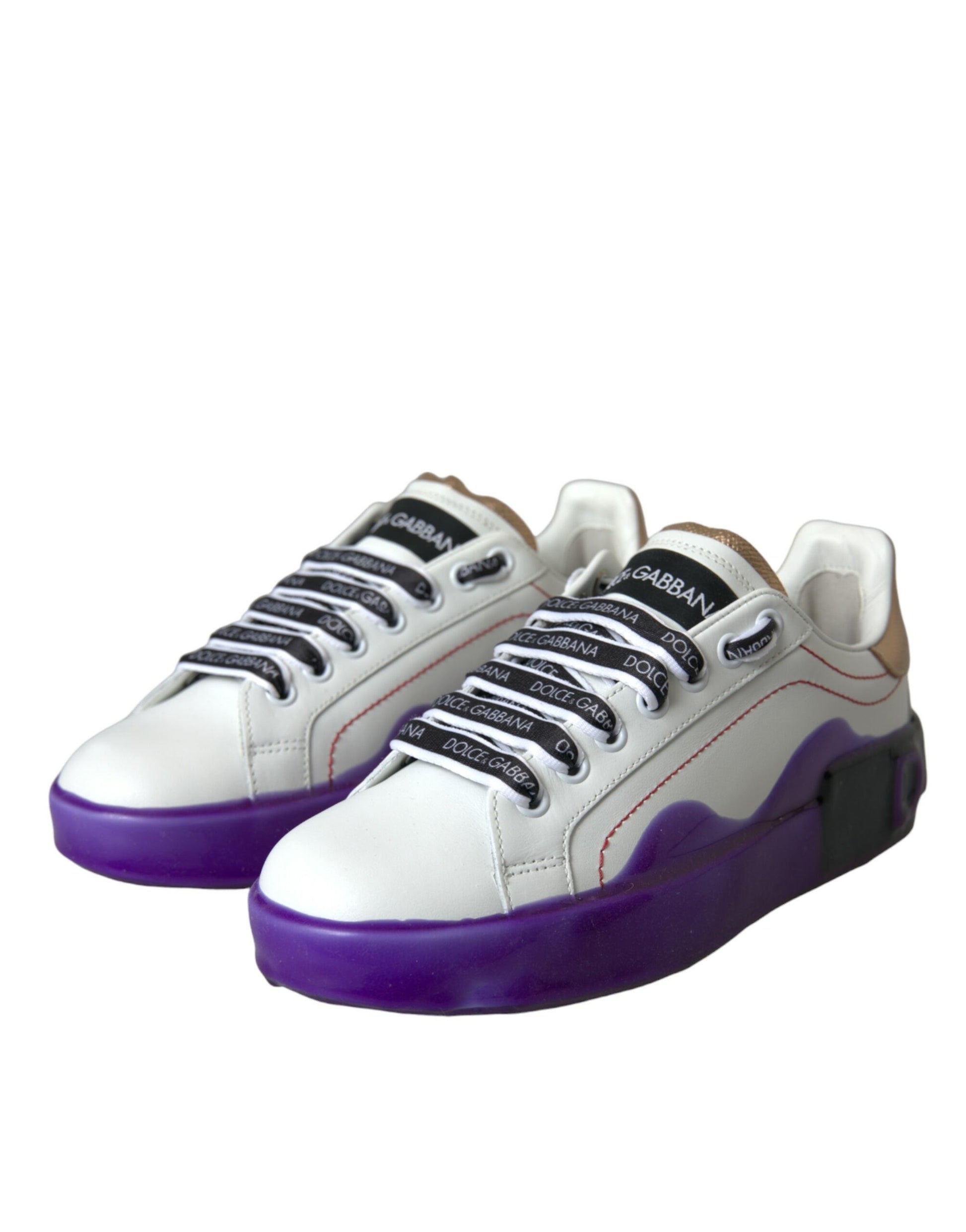 Dolce & Gabbana White Leather Portofino Low Top Sneakers Shoes Curated Luxury Accessories by Orvyn