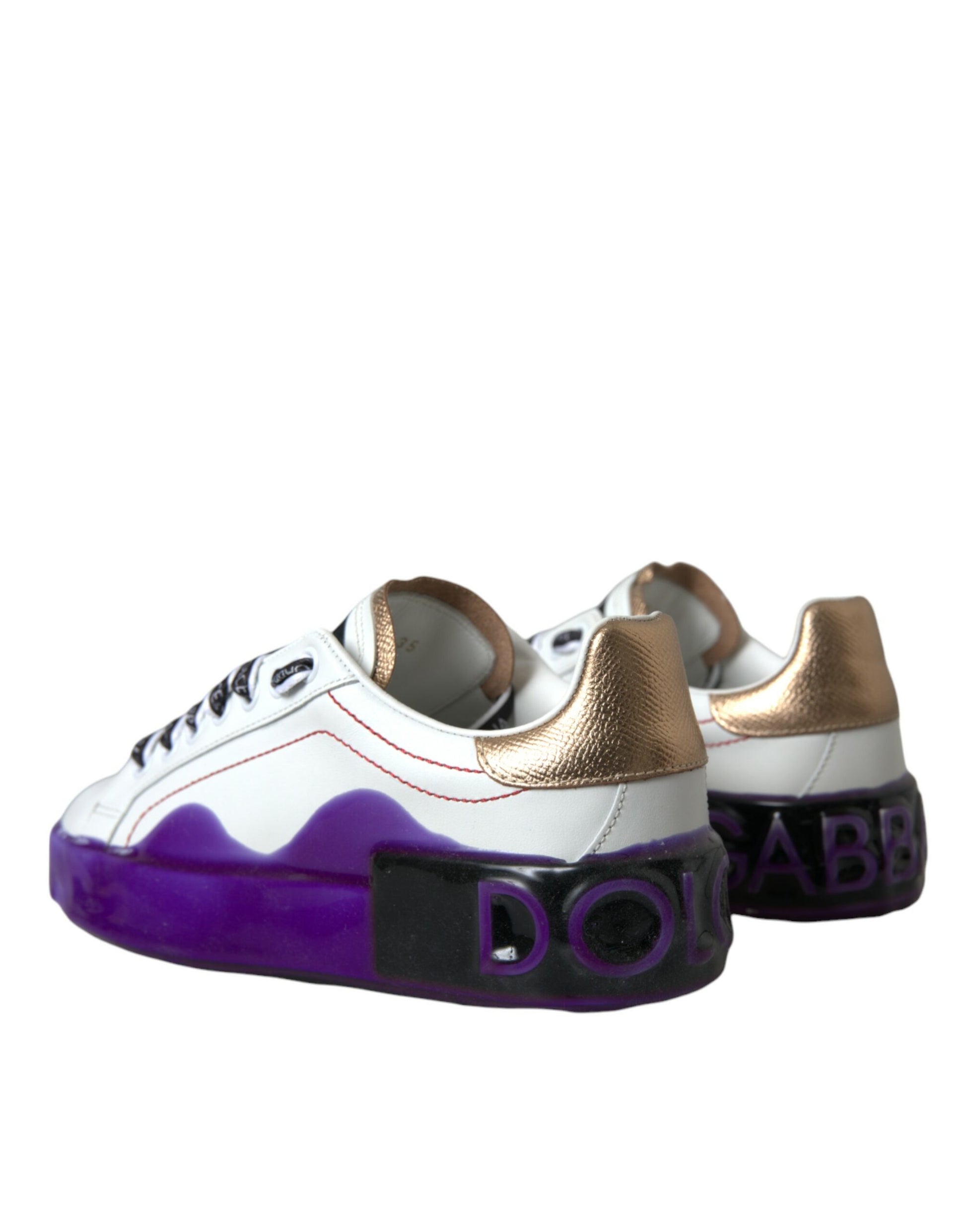 Dolce & Gabbana White Leather Portofino Low Top Sneakers Shoes Curated Luxury Accessories by Orvyn
