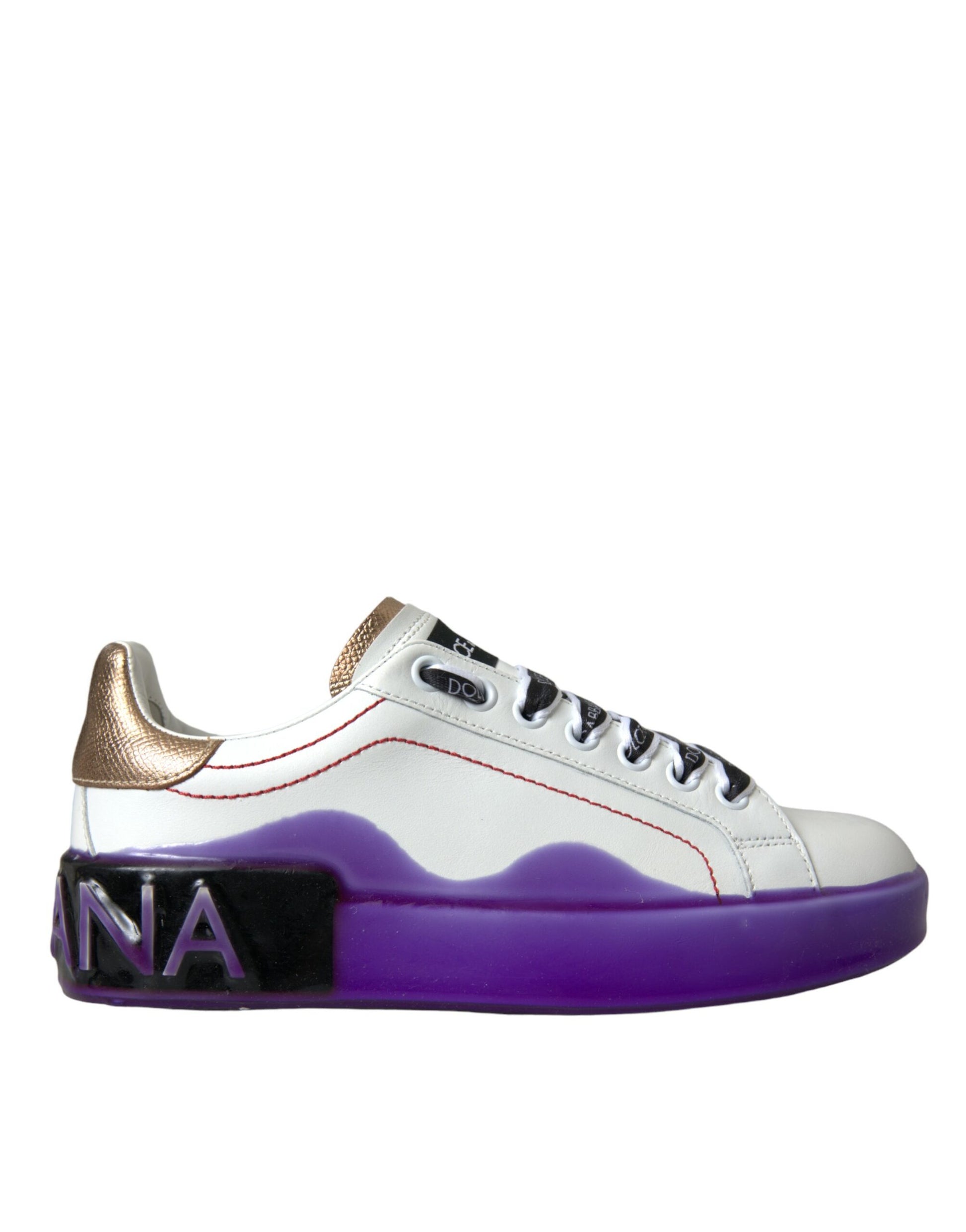 Dolce & Gabbana White Leather Portofino Low Top Sneakers Shoes Curated Luxury Accessories by Orvyn