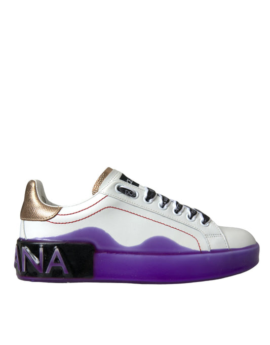 Dolce & Gabbana White Leather Portofino Low Top Sneakers Shoes Curated Luxury Accessories by Orvyn
