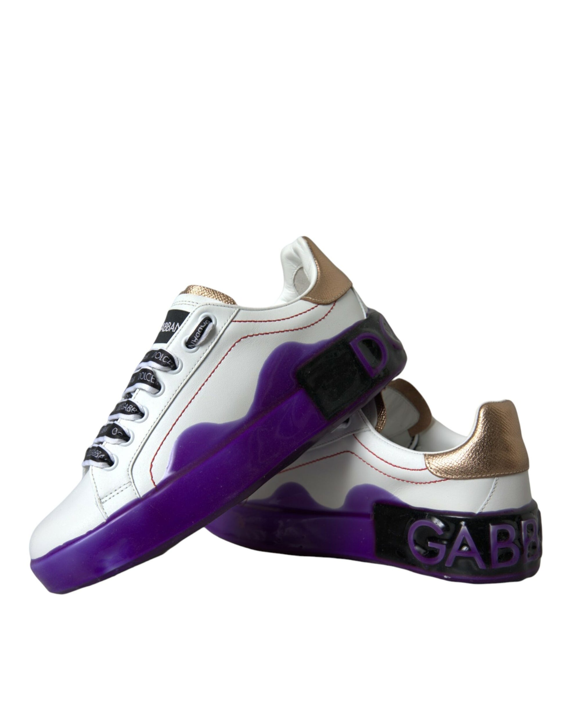 Dolce & Gabbana White Leather Portofino Low Top Sneakers Shoes Curated Luxury Accessories by Orvyn