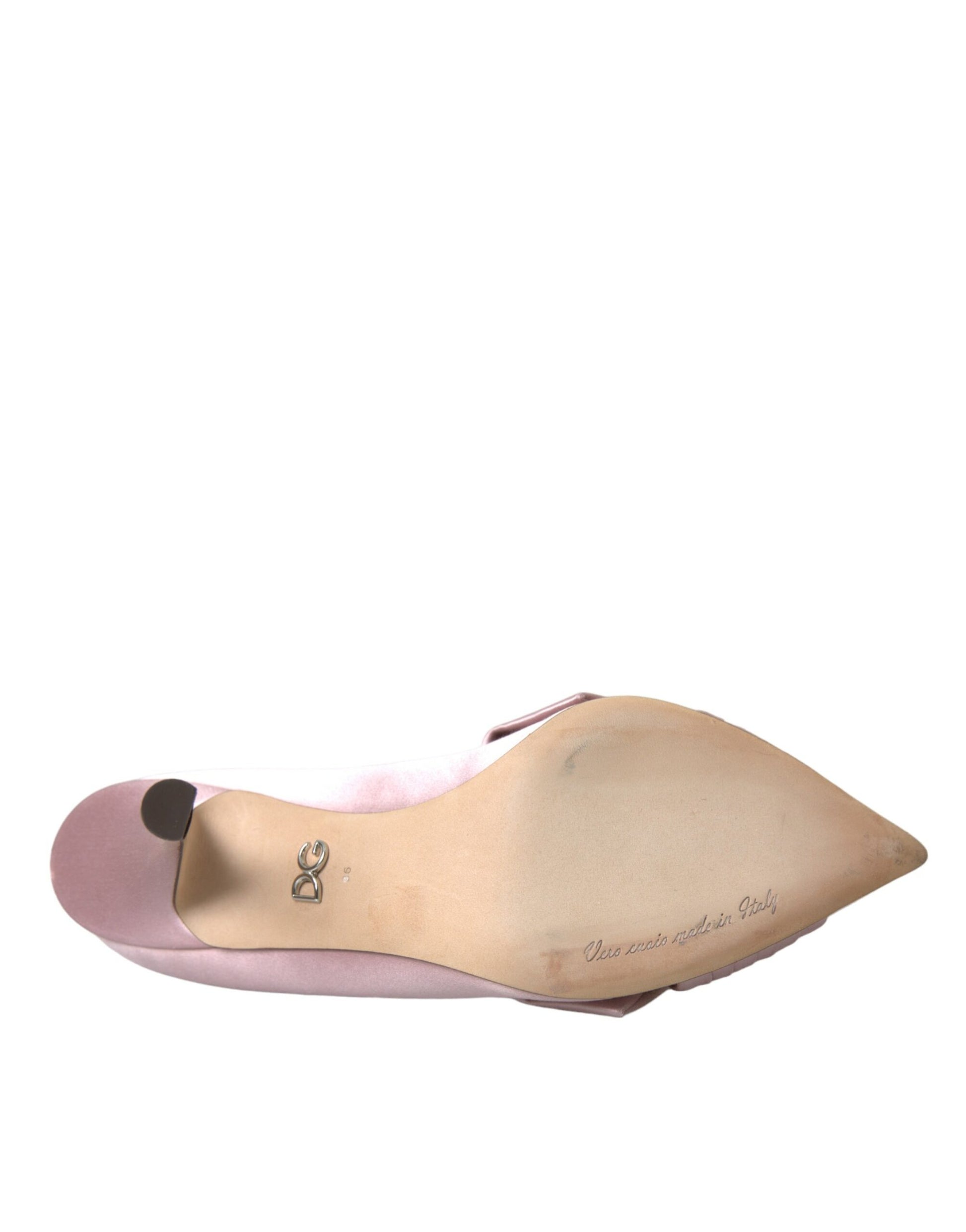 Dolce & Gabbana Pink Satin Crystal High Heels Pumps Shoes Curated Luxury Accessories by Orvyn