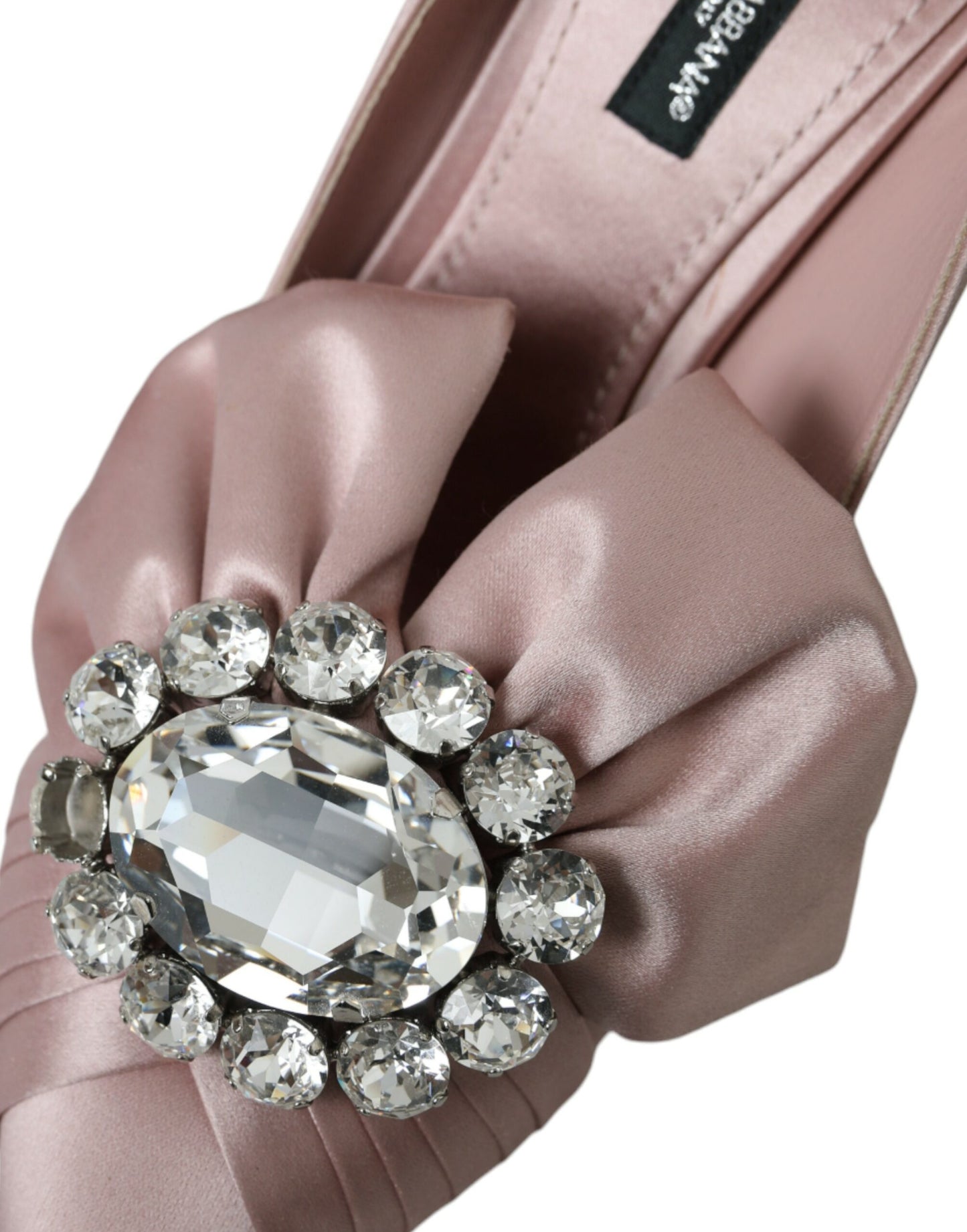 Dolce & Gabbana Pink Satin Crystal High Heels Pumps Shoes Curated Luxury Accessories by Orvyn