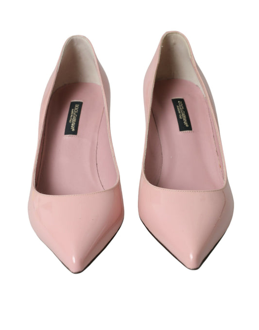 Dolce & Gabbana Light Pink Patent Leather Heels Pumps Shoes Curated Luxury Accessories by Orvyn