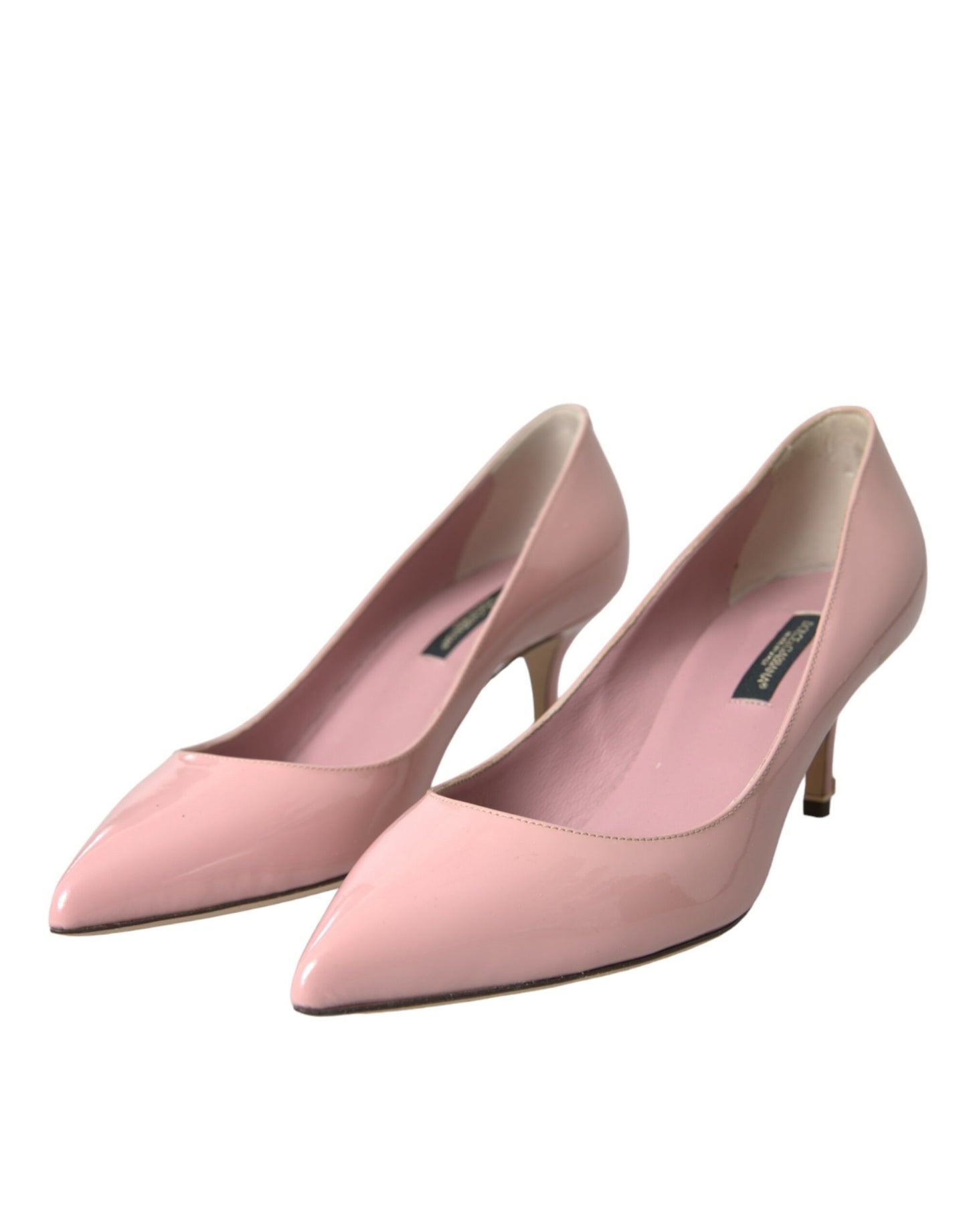 Dolce & Gabbana Light Pink Patent Leather Heels Pumps Shoes Curated Luxury Accessories by Orvyn