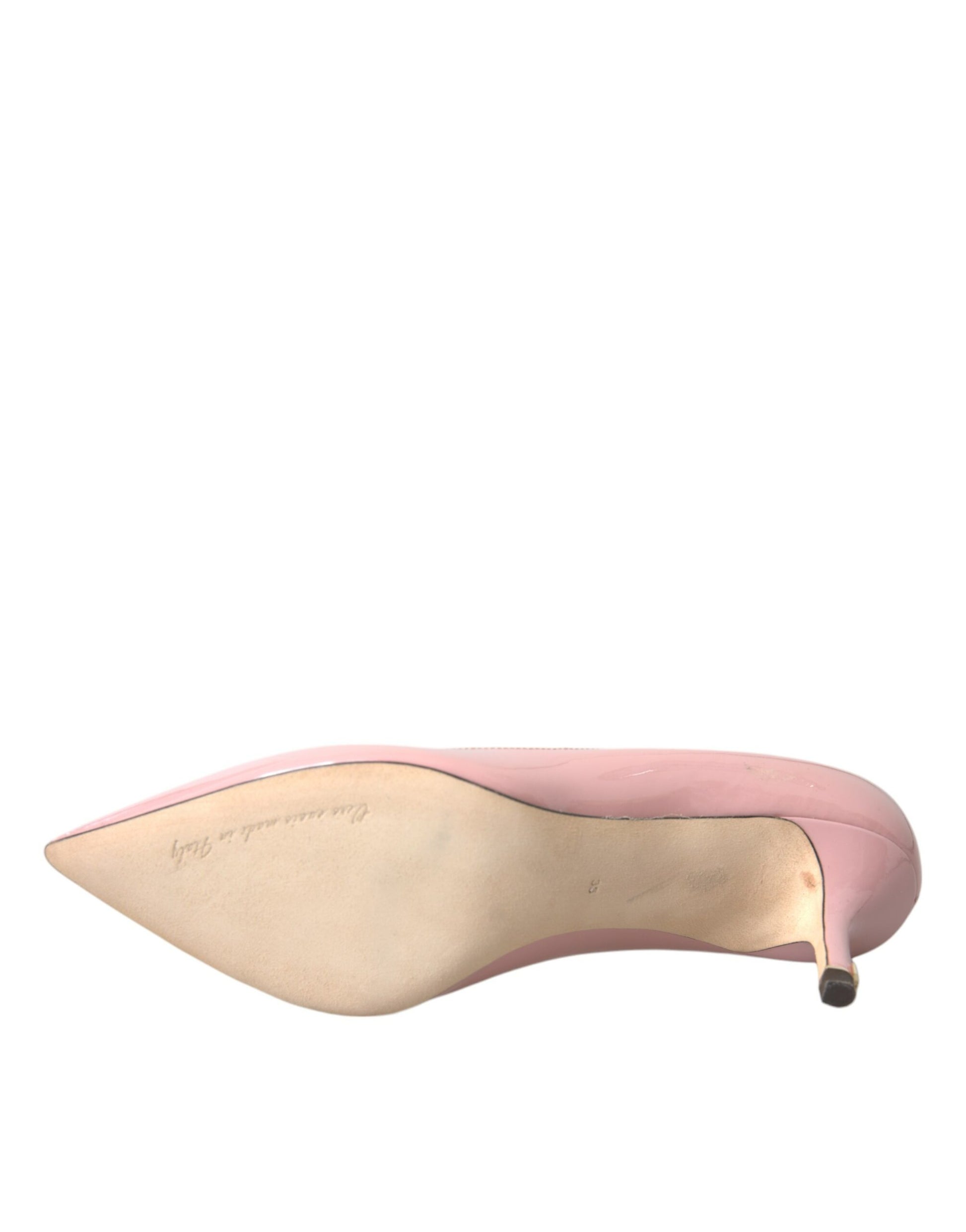 Dolce & Gabbana Light Pink Patent Leather Heels Pumps Shoes Curated Luxury Accessories by Orvyn