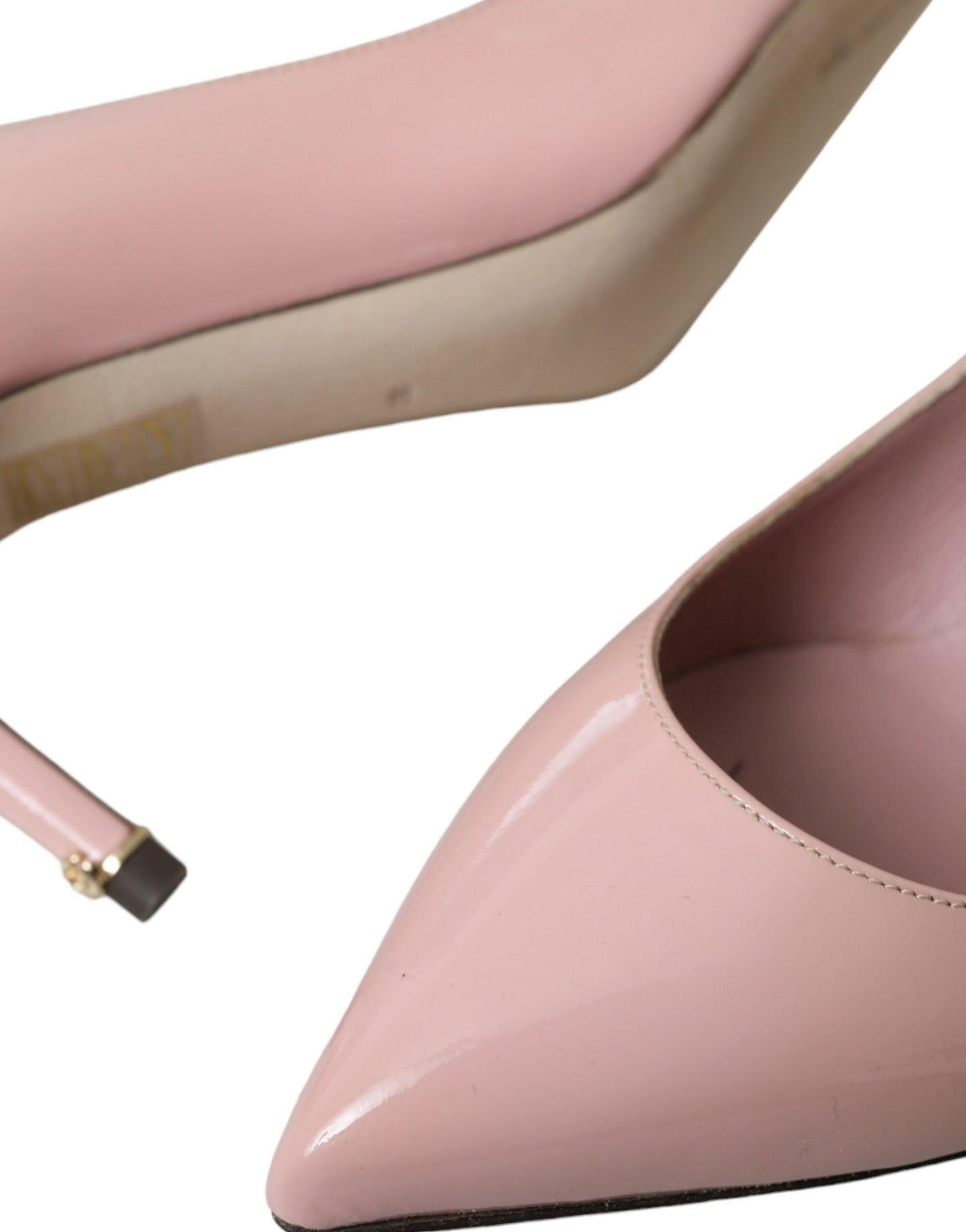 Dolce & Gabbana Light Pink Patent Leather Heels Pumps Shoes Curated Luxury Accessories by Orvyn