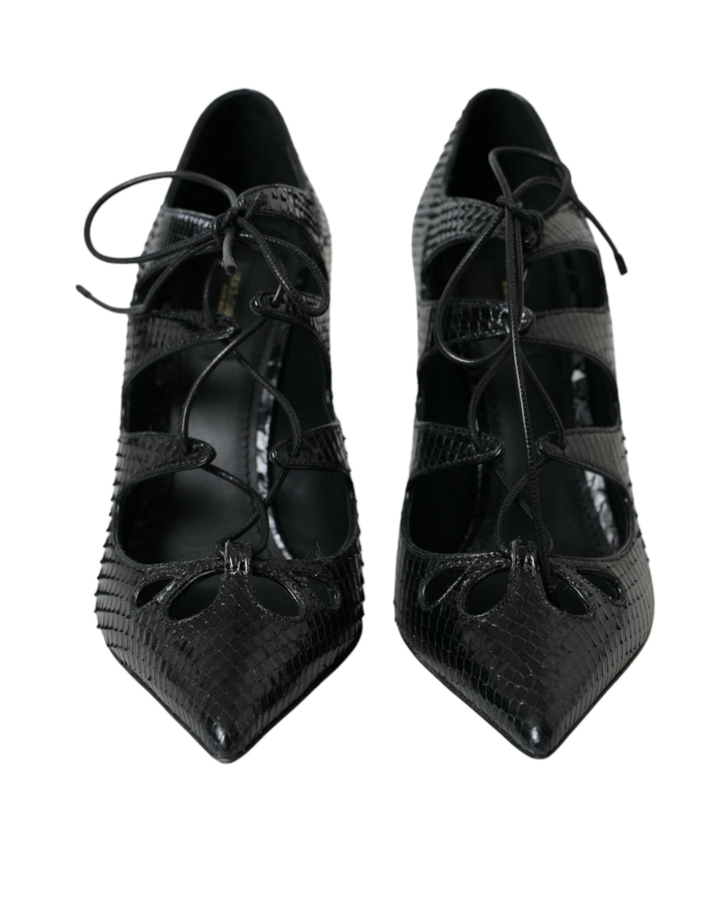 Dolce & Gabbana Black Python Leather Mary Jane Pumps Shoes Curated Luxury Accessories by Orvyn
