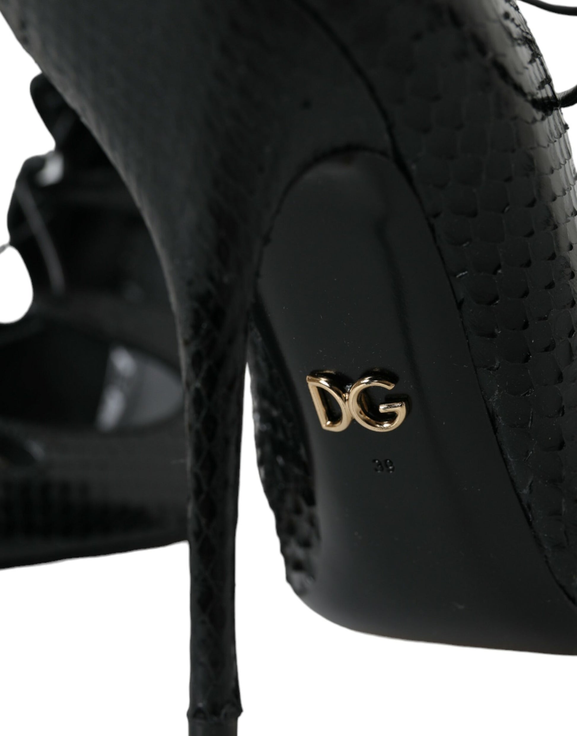 Dolce & Gabbana Black Python Leather Mary Jane Pumps Shoes Curated Luxury Accessories by Orvyn