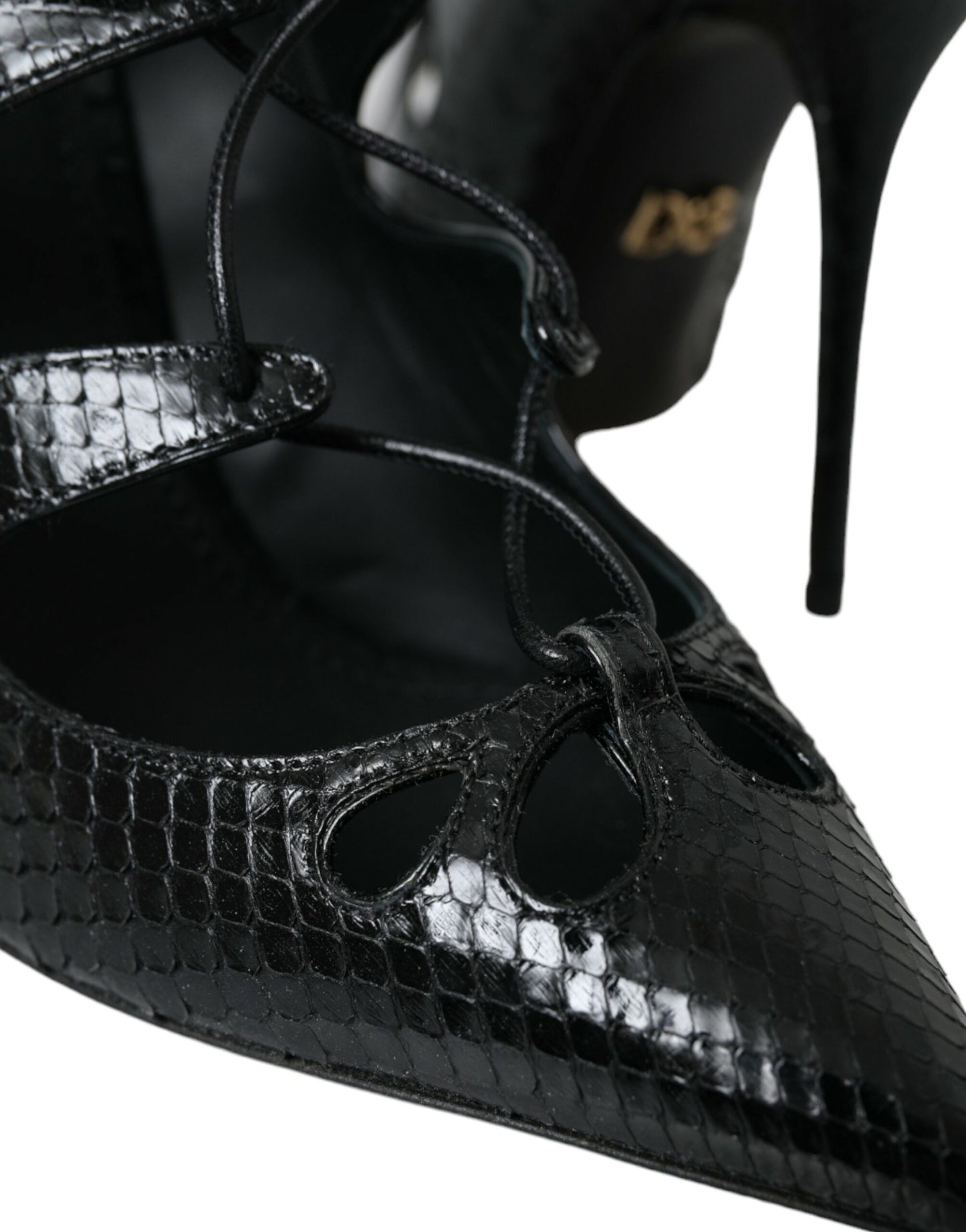 Dolce & Gabbana Black Python Leather Mary Jane Pumps Shoes Curated Luxury Accessories by Orvyn