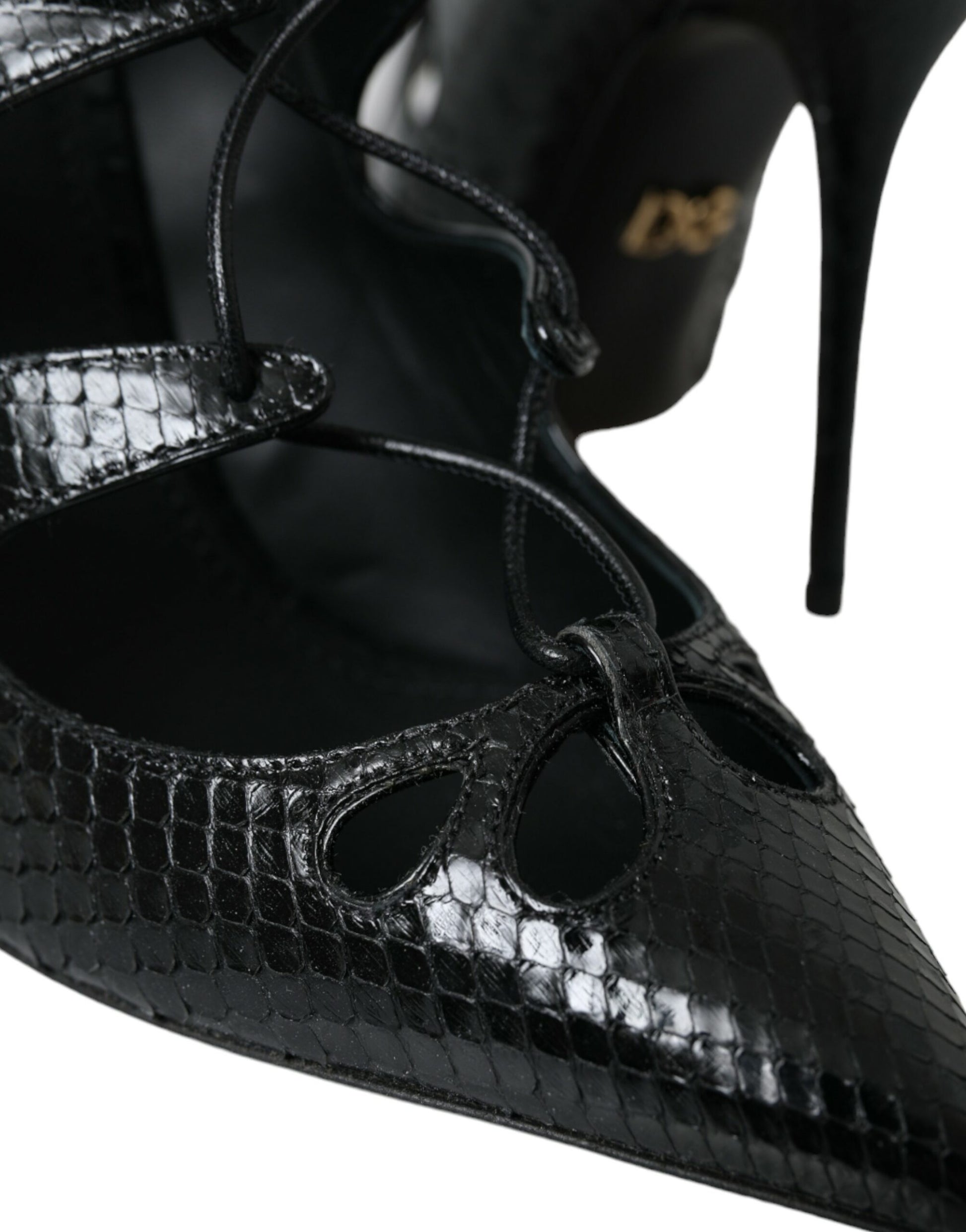 Dolce & Gabbana Black Python Leather Mary Jane Pumps Shoes Curated Luxury Accessories by Orvyn