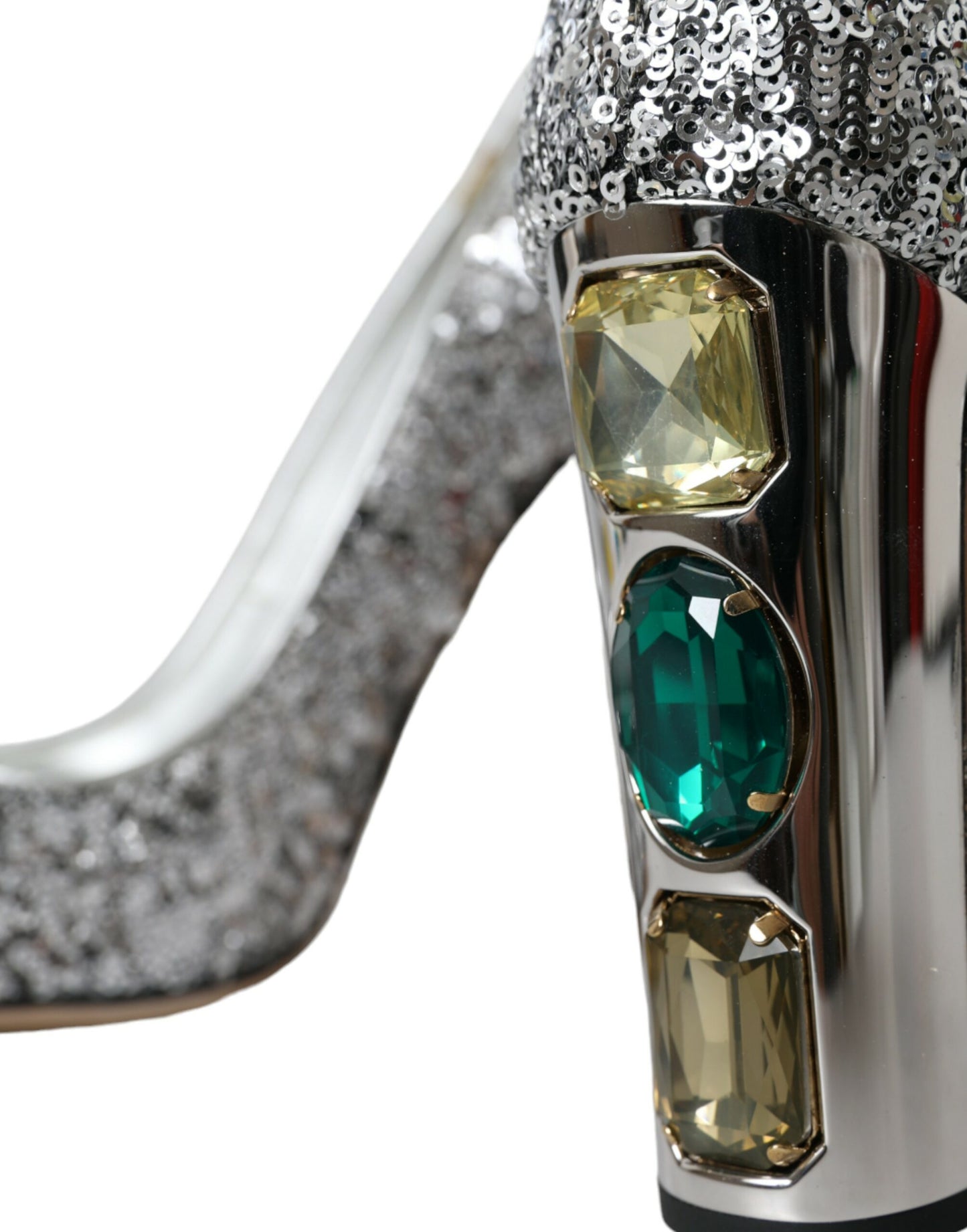 Dolce & Gabbana Silver Sequin Embellished Heels Pumps Shoes Curated Luxury Accessories by Orvyn