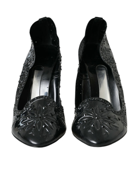 Dolce & Gabbana Black Crystal CINDERELLA Heels Pumps Shoes Curated Luxury Accessories by Orvyn