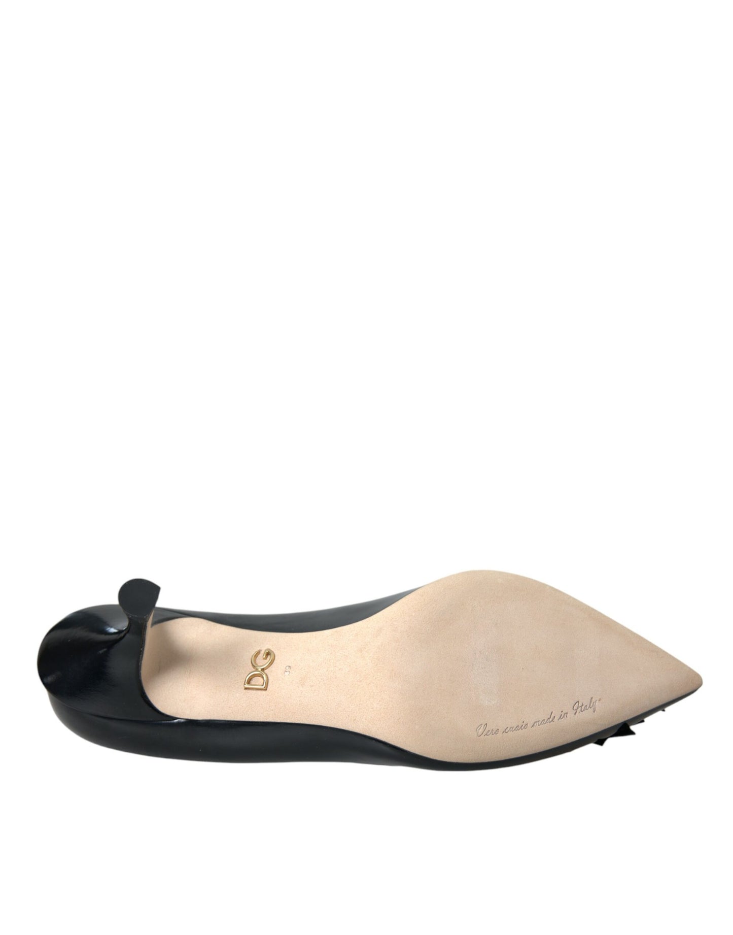 Dolce & Gabbana Black Leather BOOM Patch Heels Pumps Shoes Curated Luxury Accessories by Orvyn