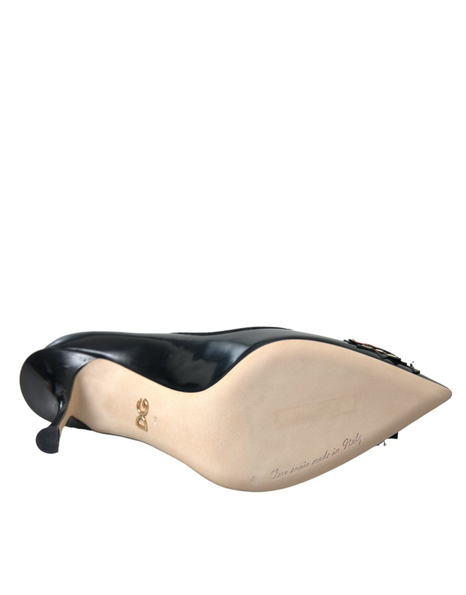 Dolce & Gabbana Black Leather WOW Patch Heels Pumps Shoes Curated Luxury Accessories by Orvyn