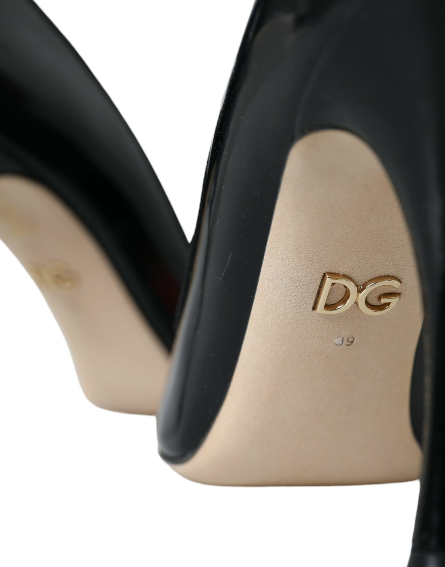 Dolce & Gabbana Black Leather WOW Patch Heels Pumps Shoes Curated Luxury Accessories by Orvyn