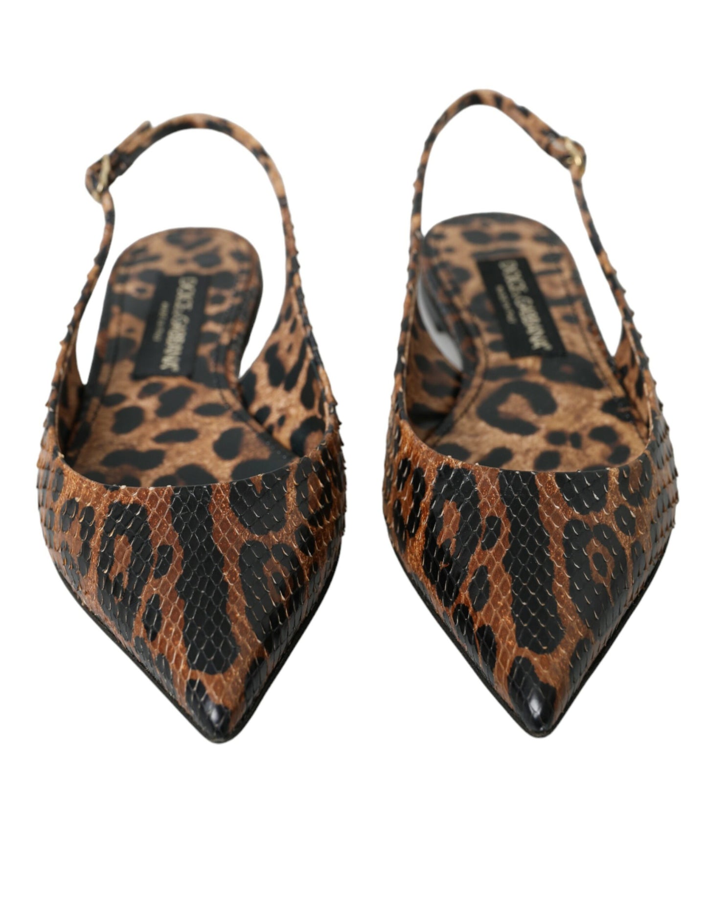 Dolce & Gabbana Brown Leopard Exotic Skin Slingback Shoes Curated Luxury Accessories by Orvyn