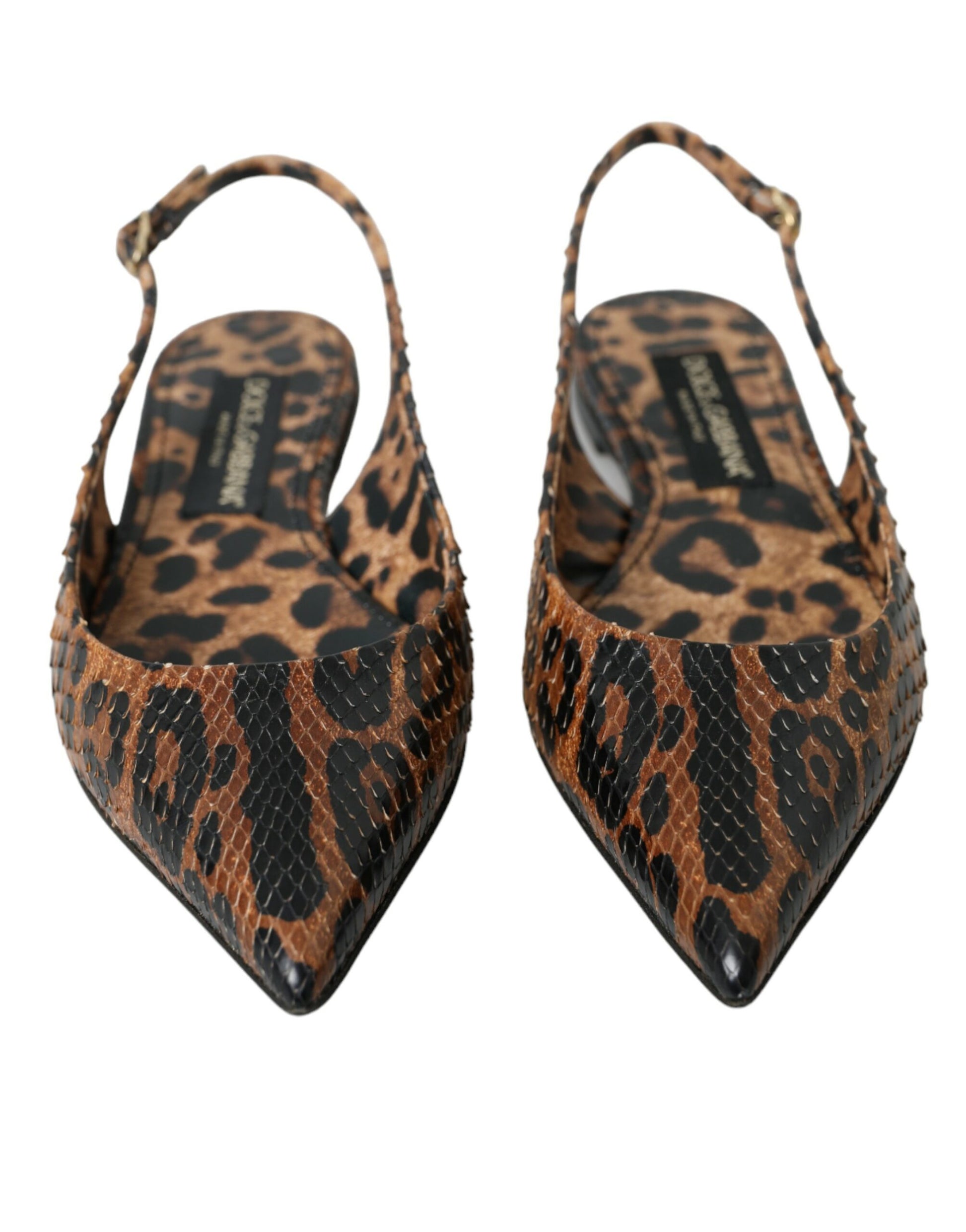 Dolce & Gabbana Brown Leopard Exotic Skin Slingback Shoes Curated Luxury Accessories by Orvyn