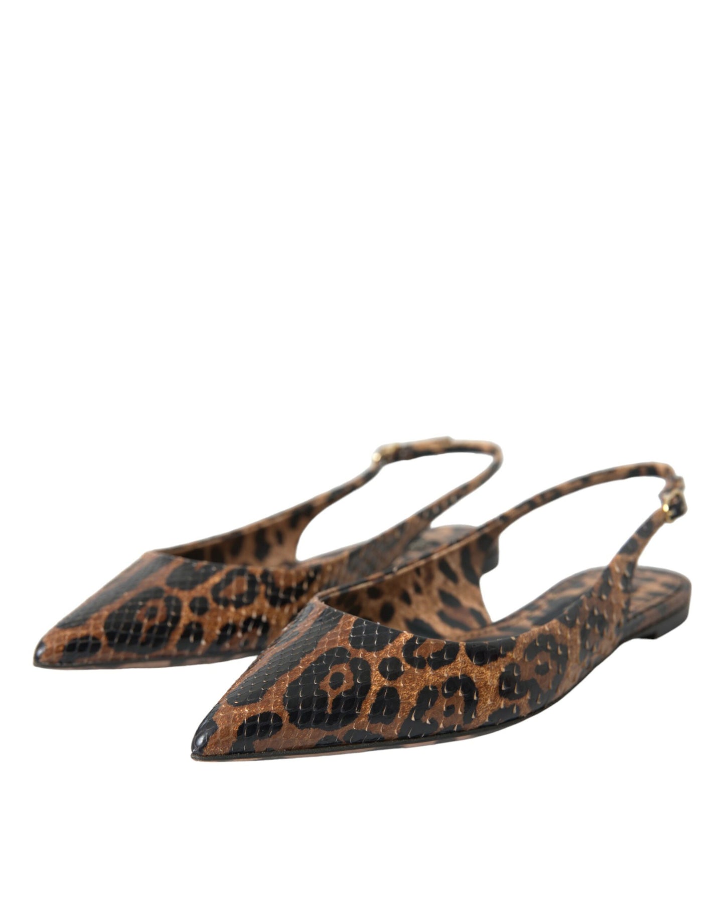 Dolce & Gabbana Brown Leopard Exotic Skin Slingback Shoes Curated Luxury Accessories by Orvyn