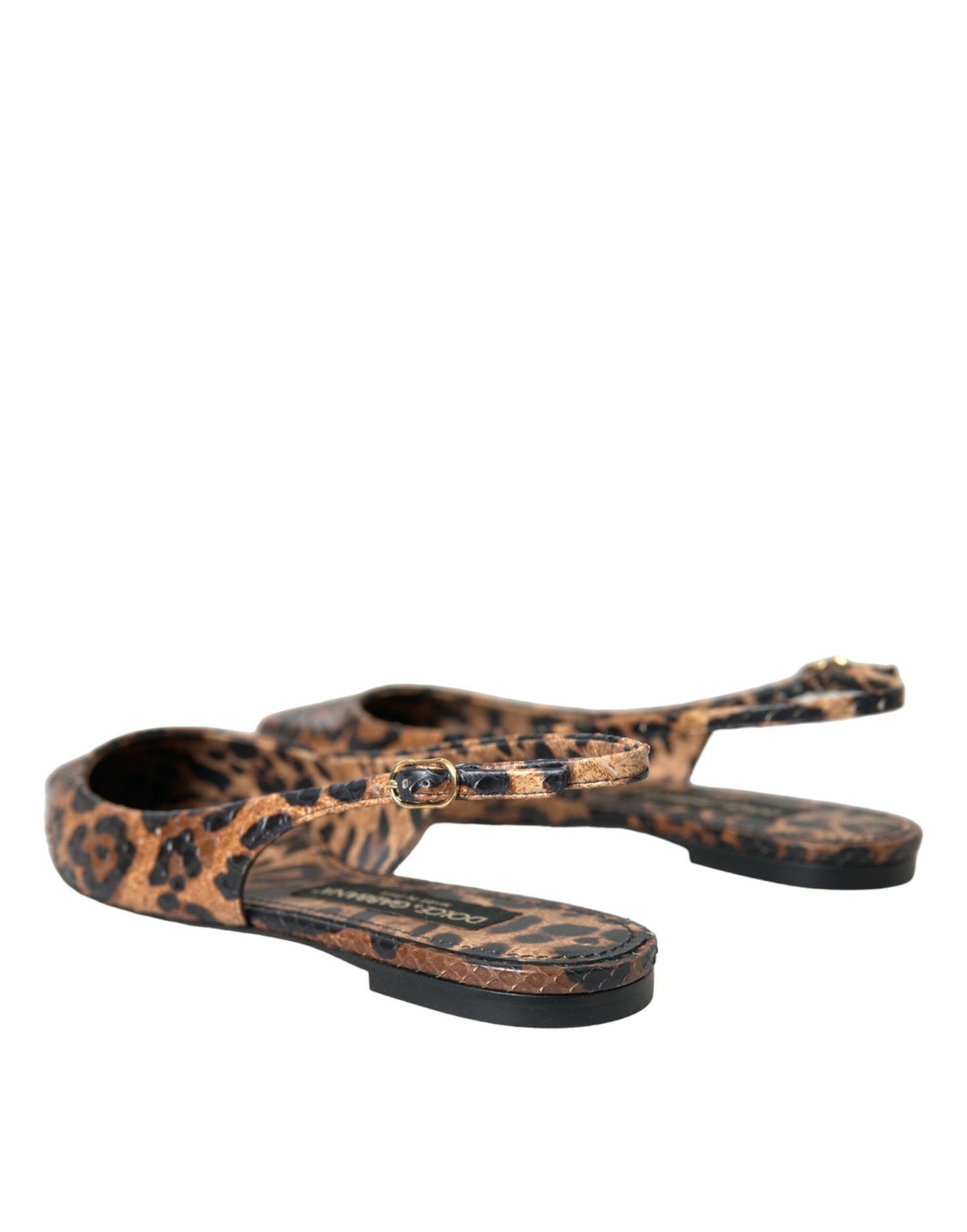Dolce & Gabbana Brown Leopard Exotic Skin Slingback Shoes Curated Luxury Accessories by Orvyn
