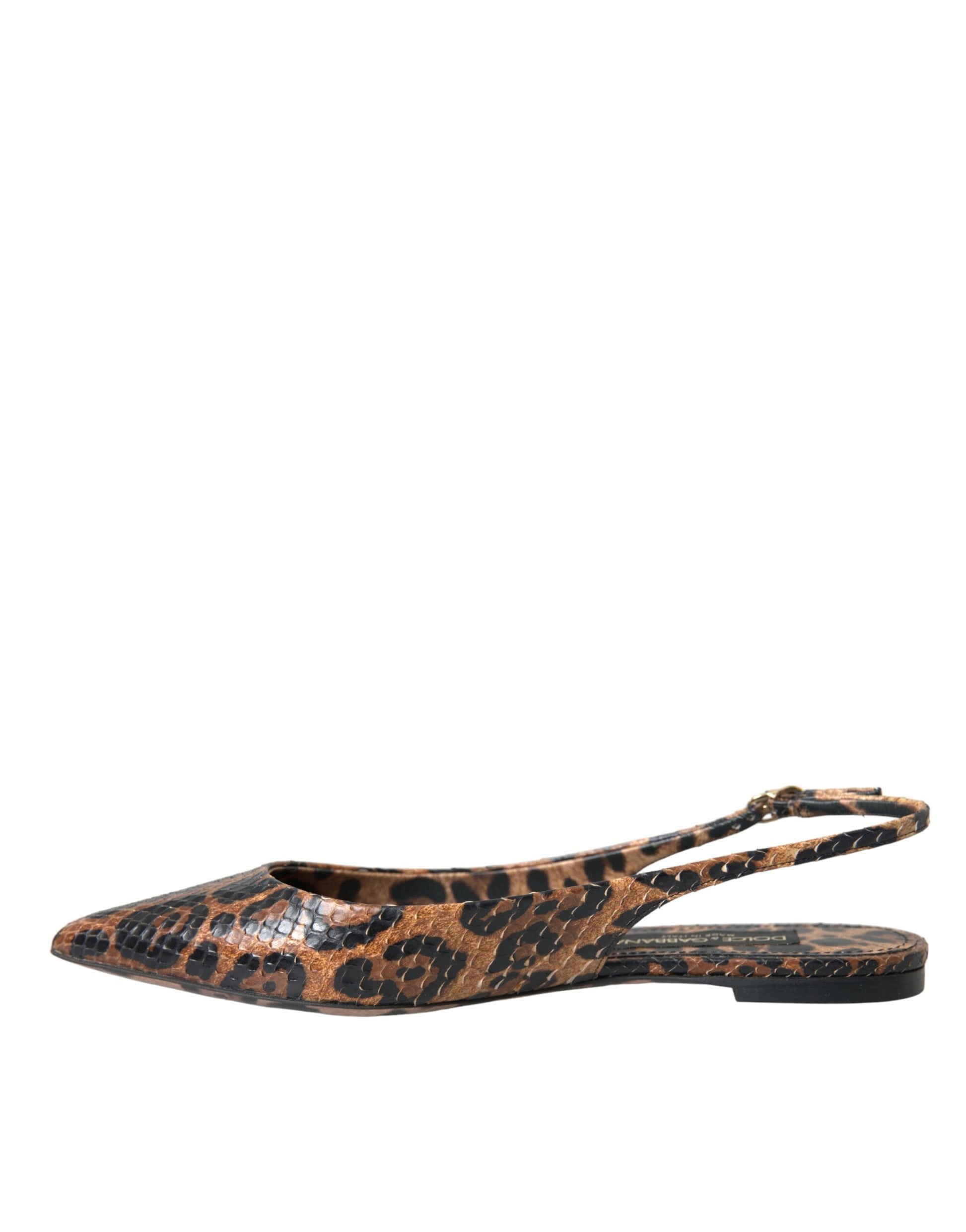 Dolce & Gabbana Brown Leopard Exotic Skin Slingback Shoes Curated Luxury Accessories by Orvyn