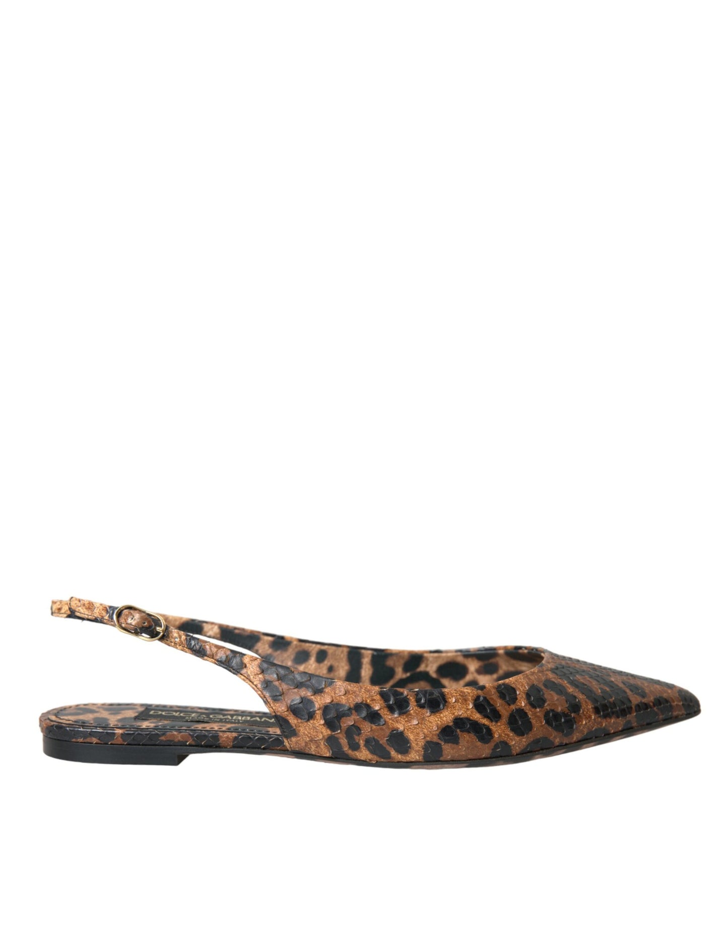 Dolce & Gabbana Brown Leopard Exotic Skin Slingback Shoes Curated Luxury Accessories by Orvyn