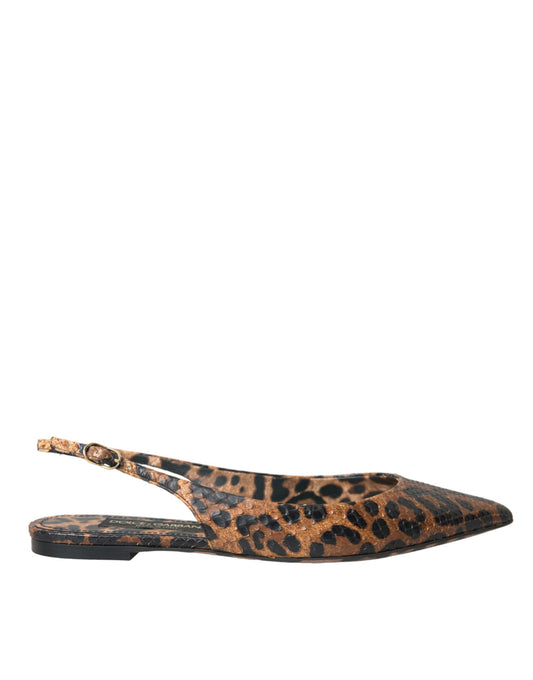 Dolce & Gabbana Brown Leopard Exotic Skin Slingback Shoes Curated Luxury Accessories by Orvyn