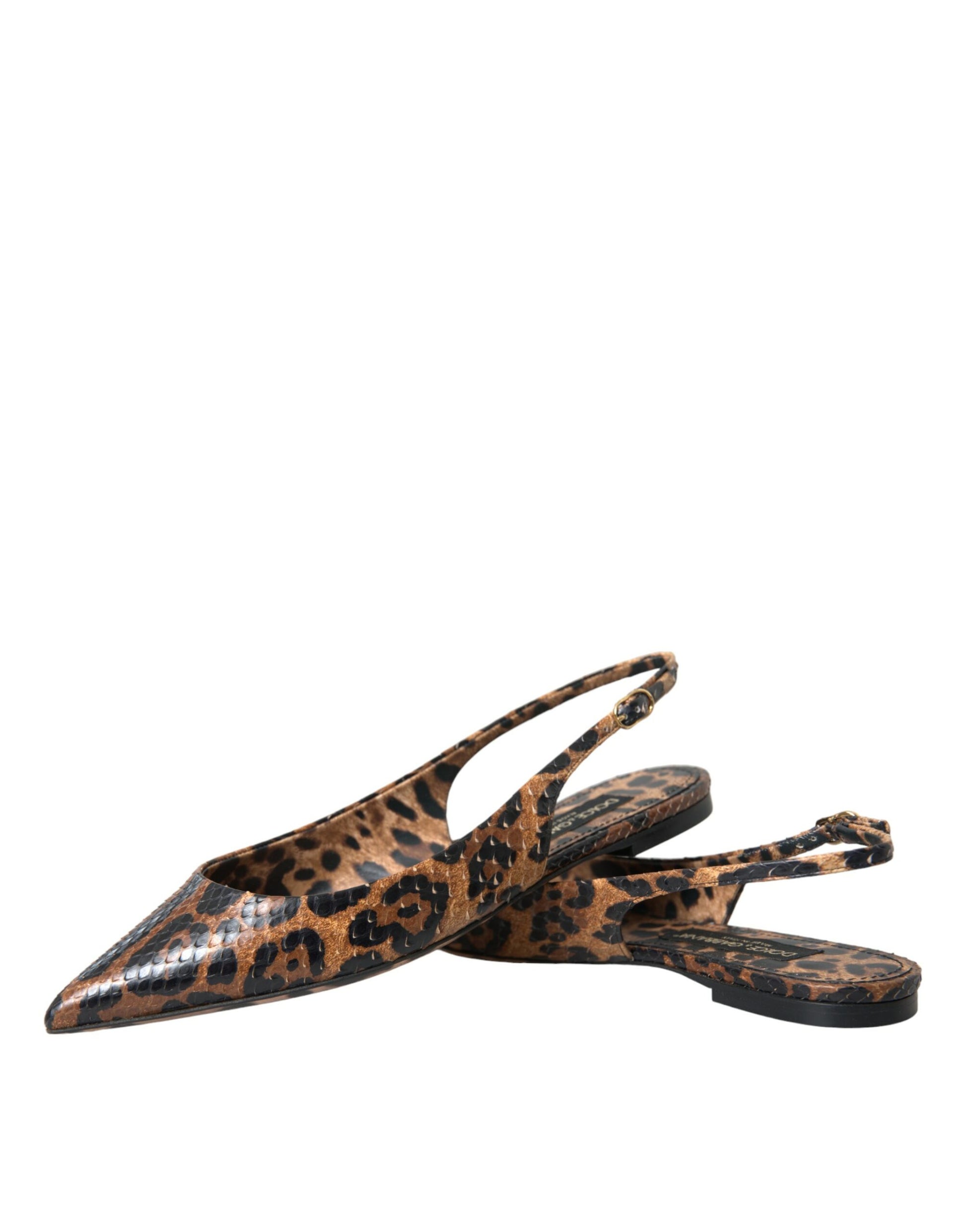 Dolce & Gabbana Brown Leopard Exotic Skin Slingback Shoes Curated Luxury Accessories by Orvyn